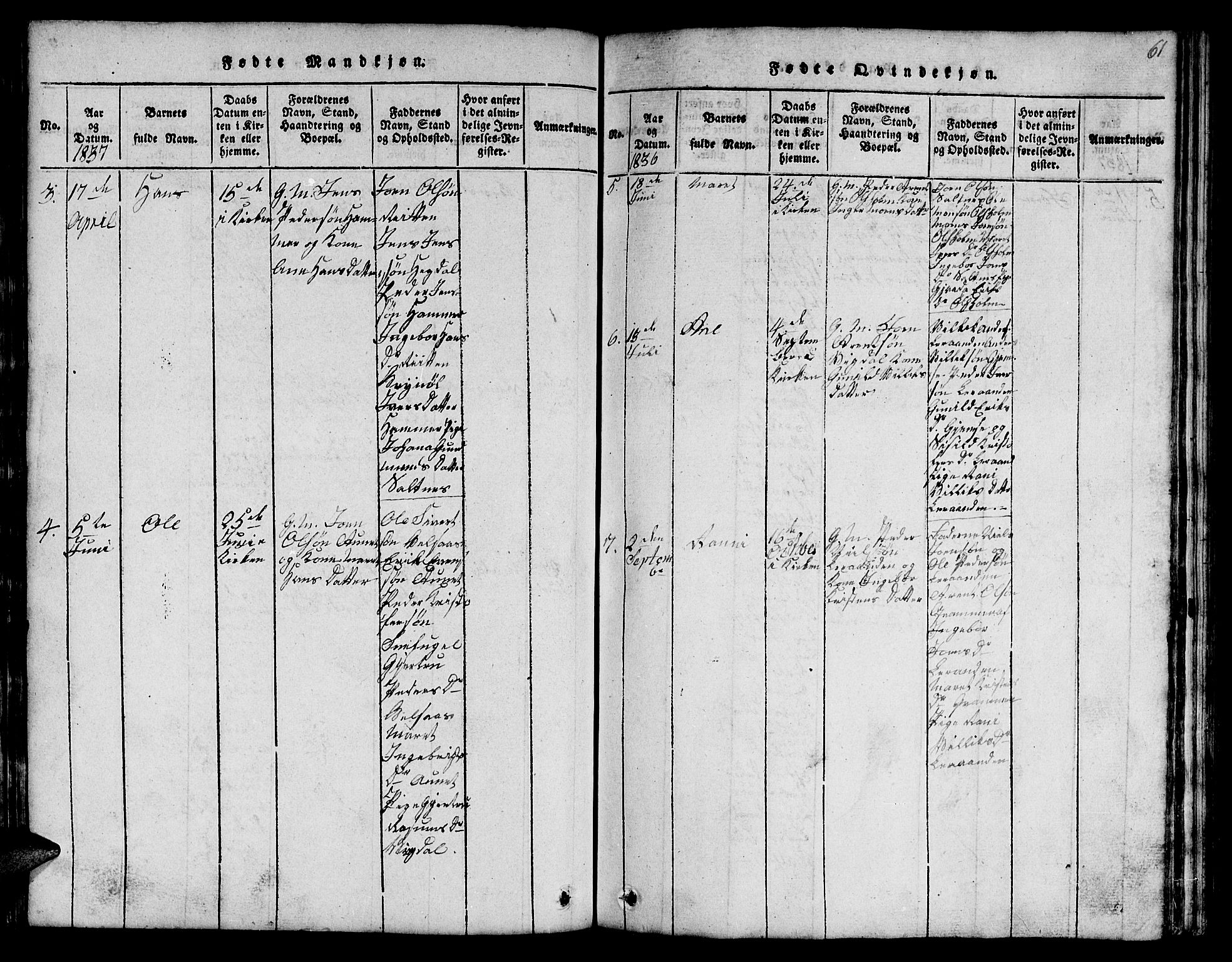 Ministerialprotokoller, klokkerbøker og fødselsregistre - Sør-Trøndelag, SAT/A-1456/666/L0788: Parish register (copy) no. 666C01, 1816-1847, p. 61