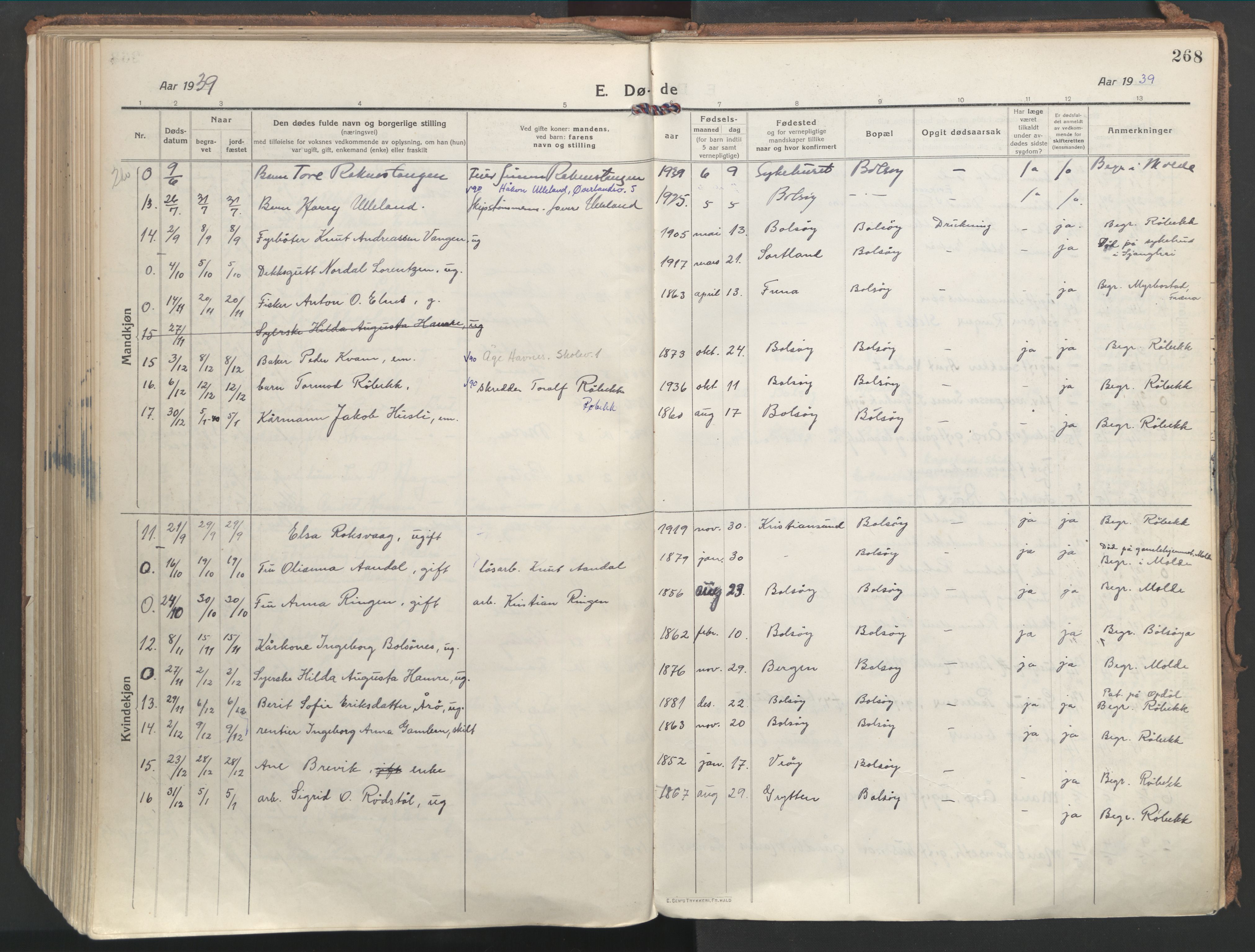 Ministerialprotokoller, klokkerbøker og fødselsregistre - Møre og Romsdal, AV/SAT-A-1454/555/L0659: Parish register (official) no. 555A10, 1917-1971, p. 268