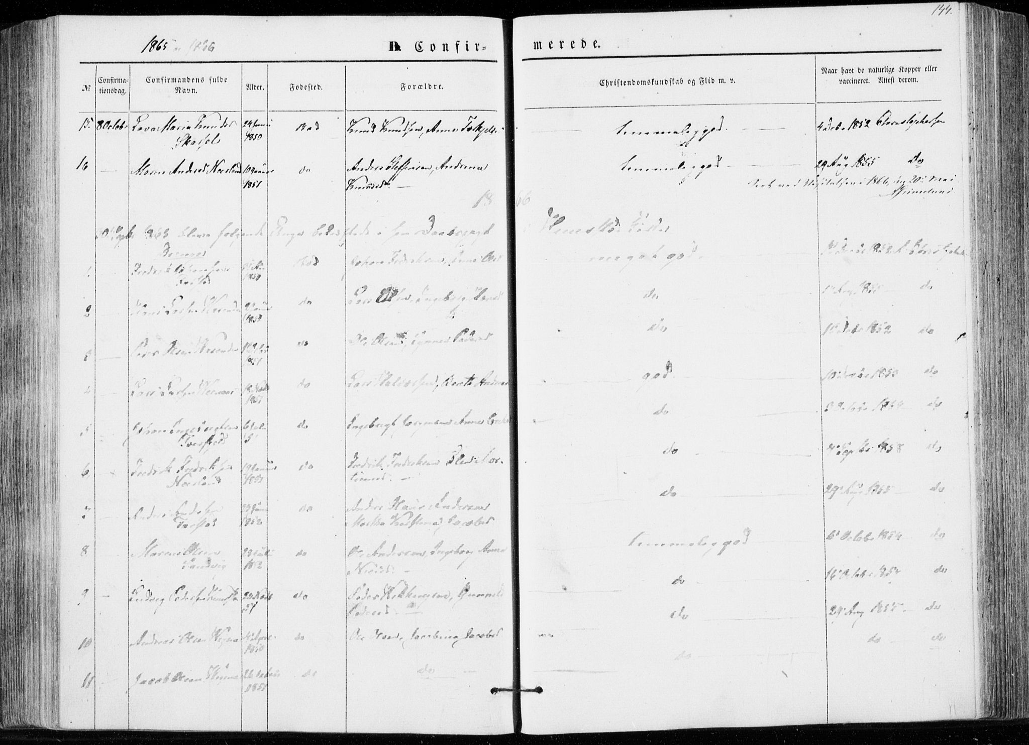 Ministerialprotokoller, klokkerbøker og fødselsregistre - Møre og Romsdal, AV/SAT-A-1454/566/L0767: Parish register (official) no. 566A06, 1852-1868, p. 144