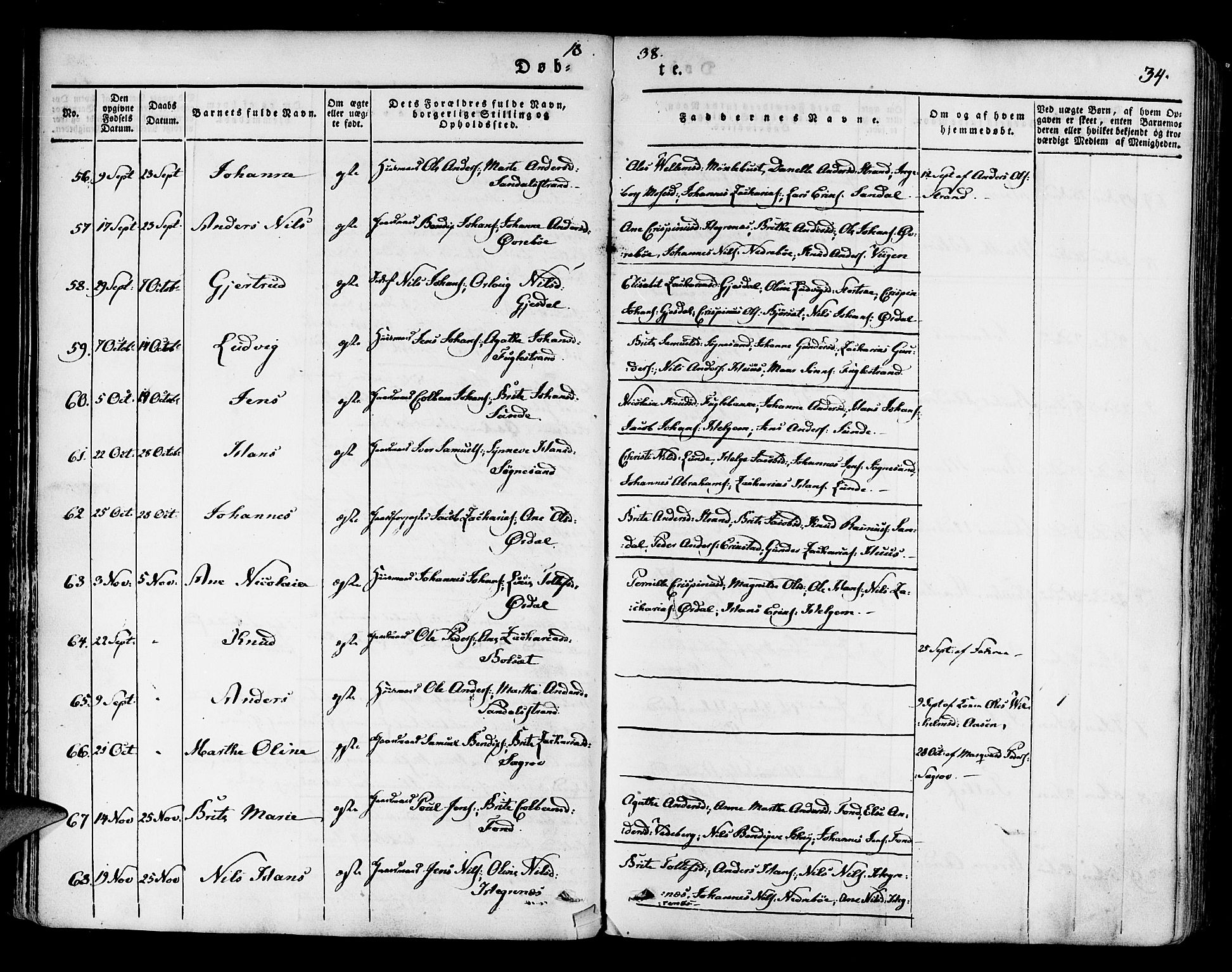 Jølster sokneprestembete, AV/SAB-A-80701/H/Haa/Haaa/L0009: Parish register (official) no. A 9, 1833-1848, p. 34