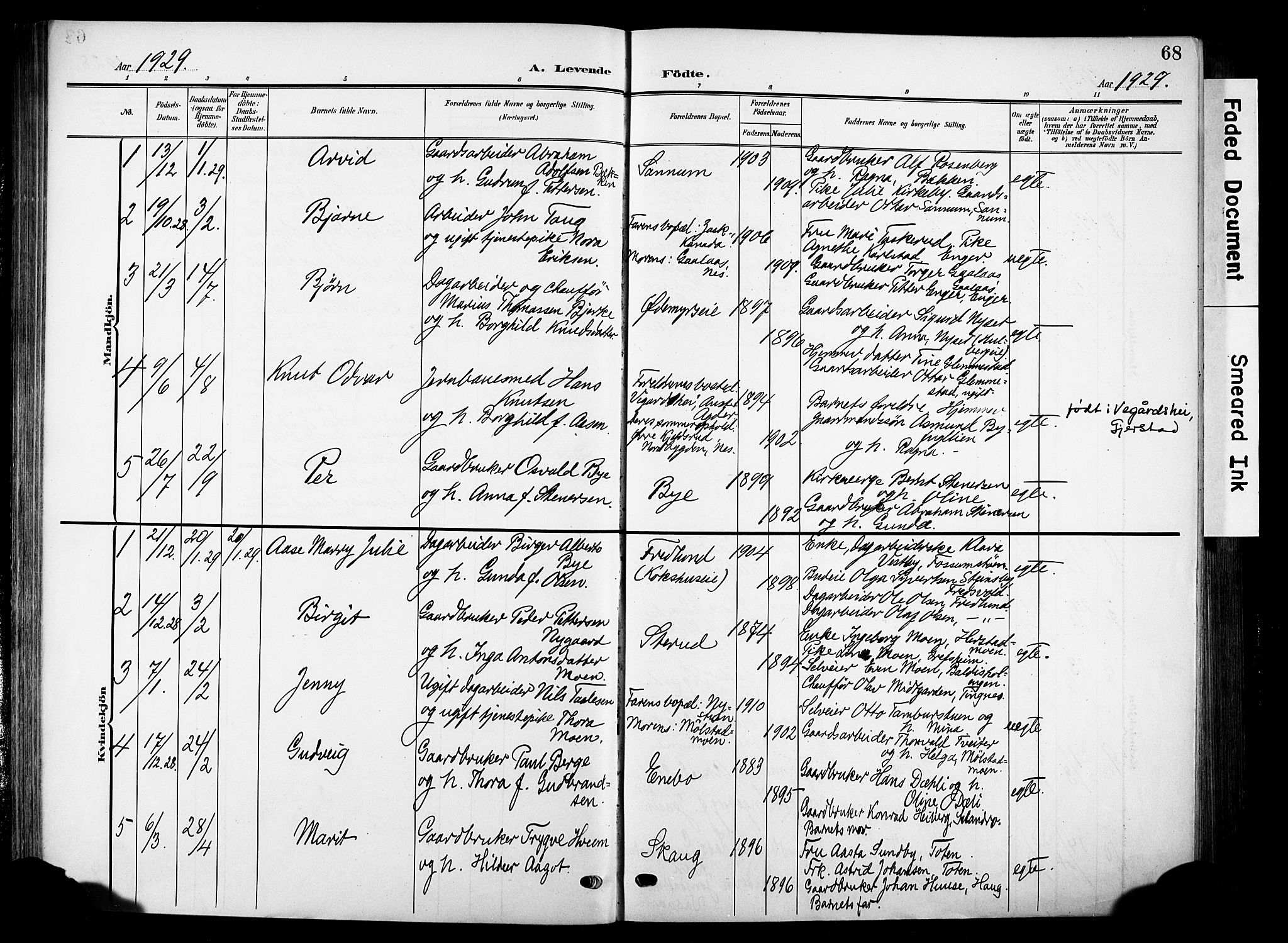 Nes prestekontor, Hedmark, AV/SAH-PREST-020/K/Ka/L0014: Parish register (official) no. 14, 1906-1929, p. 68