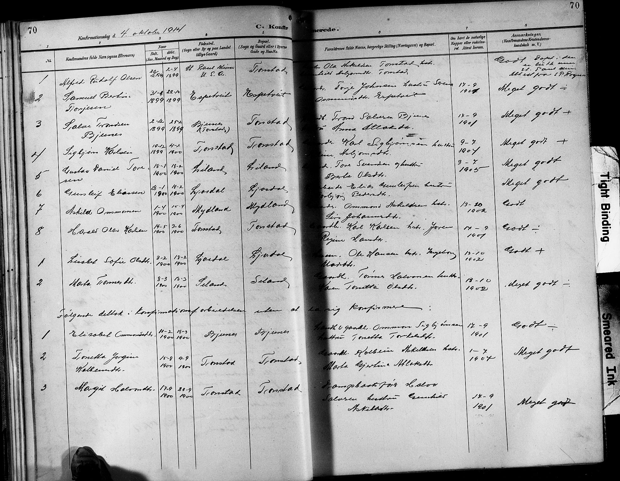 Sirdal sokneprestkontor, SAK/1111-0036/F/Fb/Fbb/L0004: Parish register (copy) no. B 4, 1895-1916, p. 70