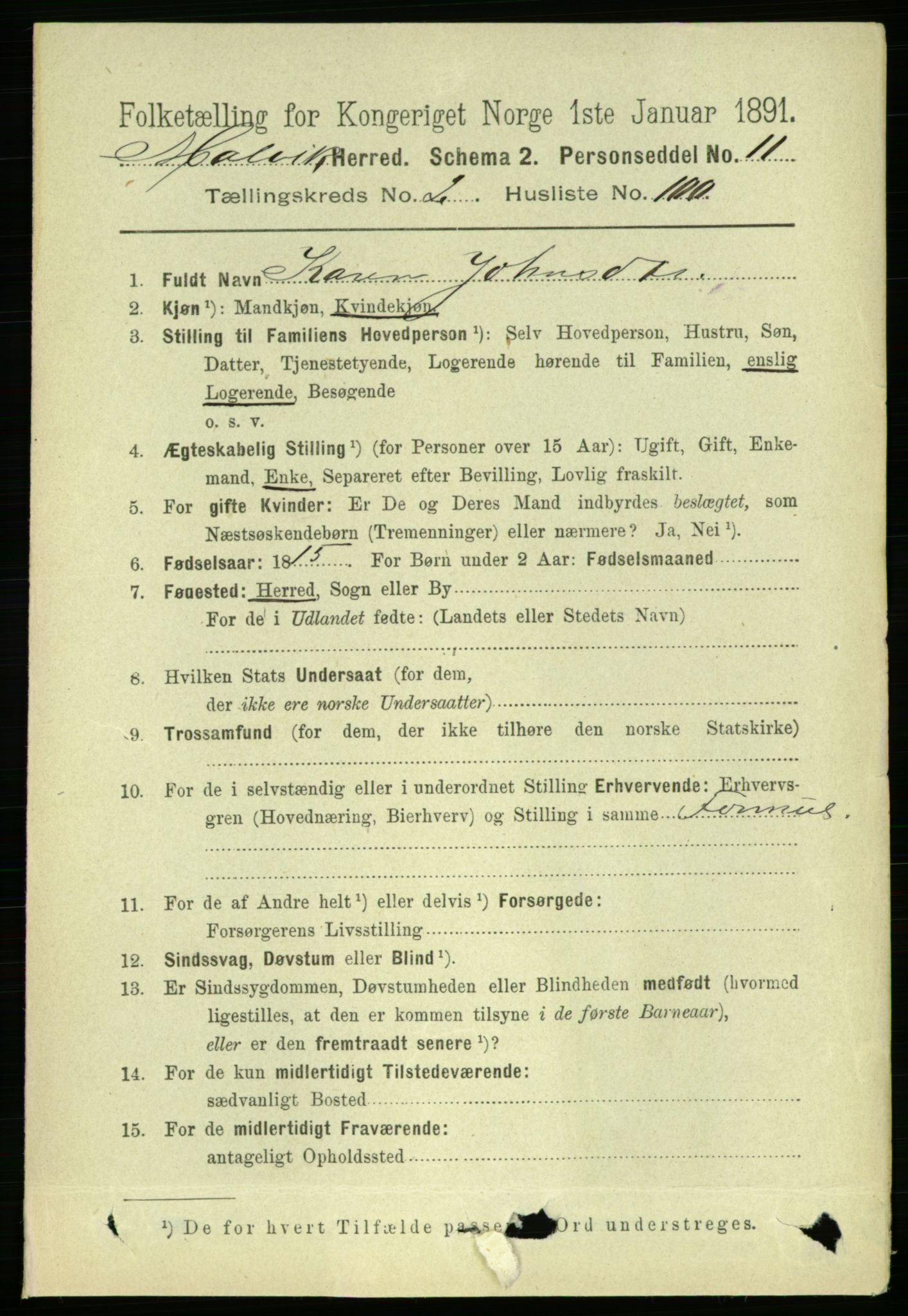 RA, 1891 census for 1663 Malvik, 1891, p. 1361