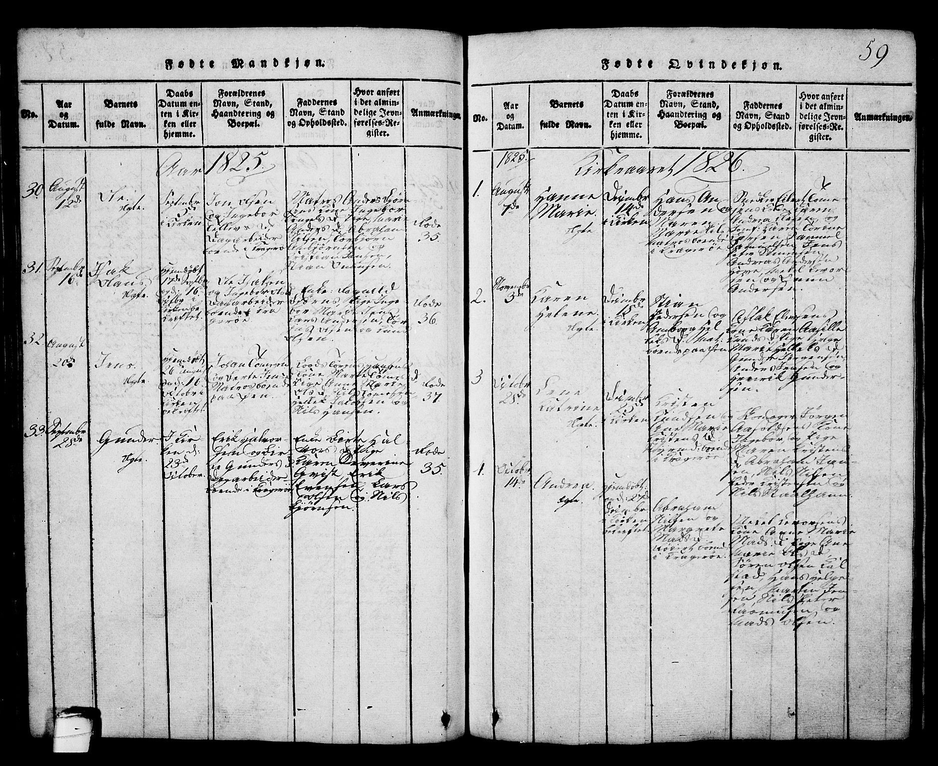 Kragerø kirkebøker, SAKO/A-278/G/Ga/L0002: Parish register (copy) no. 2, 1814-1831, p. 59