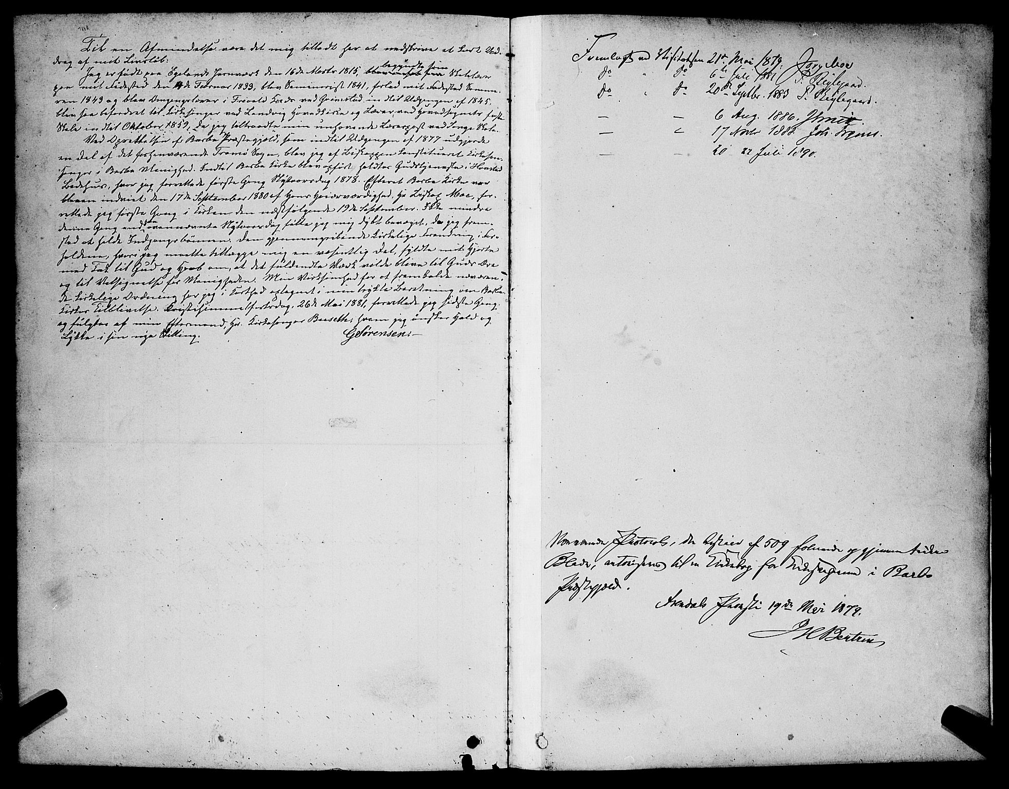 Barbu sokneprestkontor, AV/SAK-1111-0003/F/Fb/L0001: Parish register (copy) no. B 1, 1878-1890