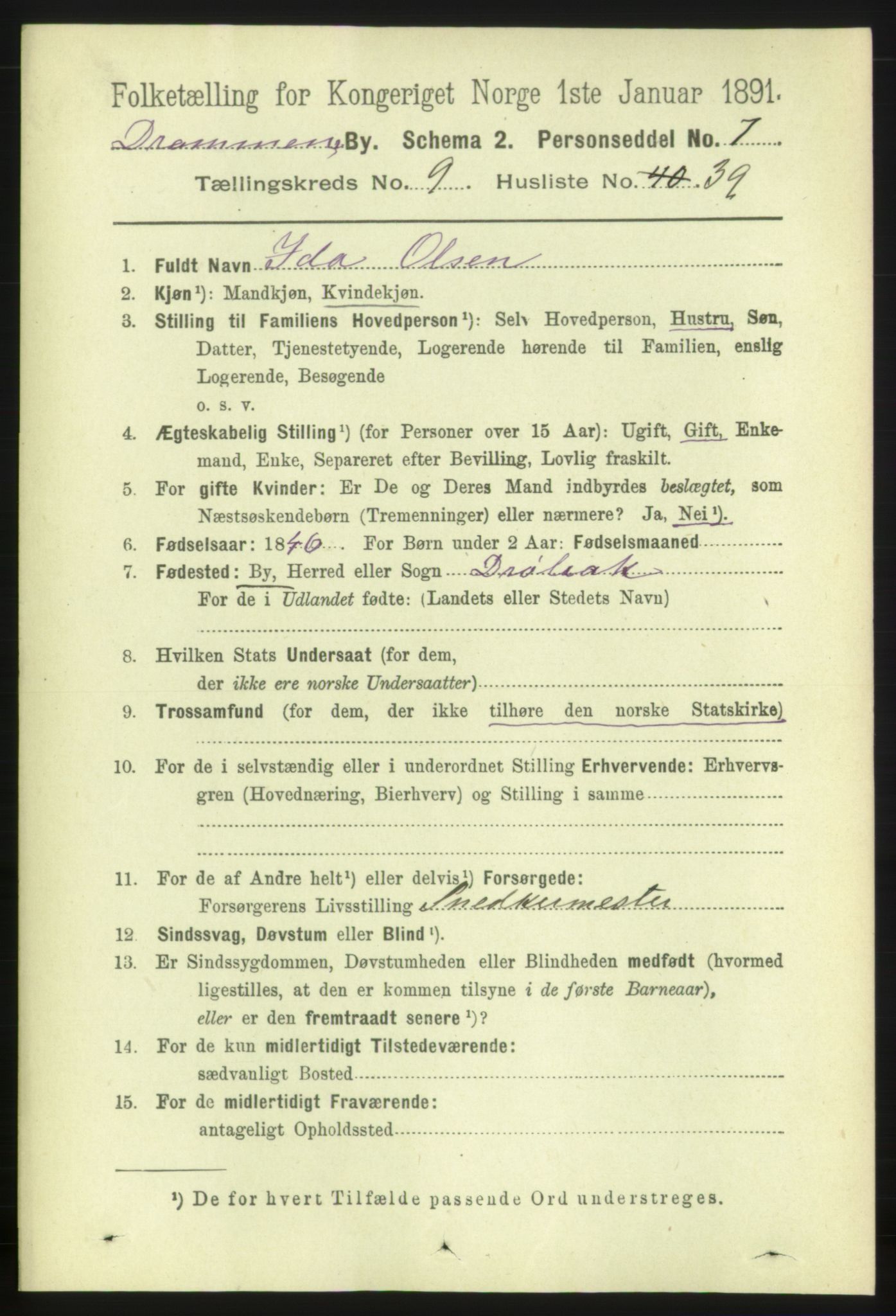 RA, 1891 census for 0602 Drammen, 1891, p. 7899