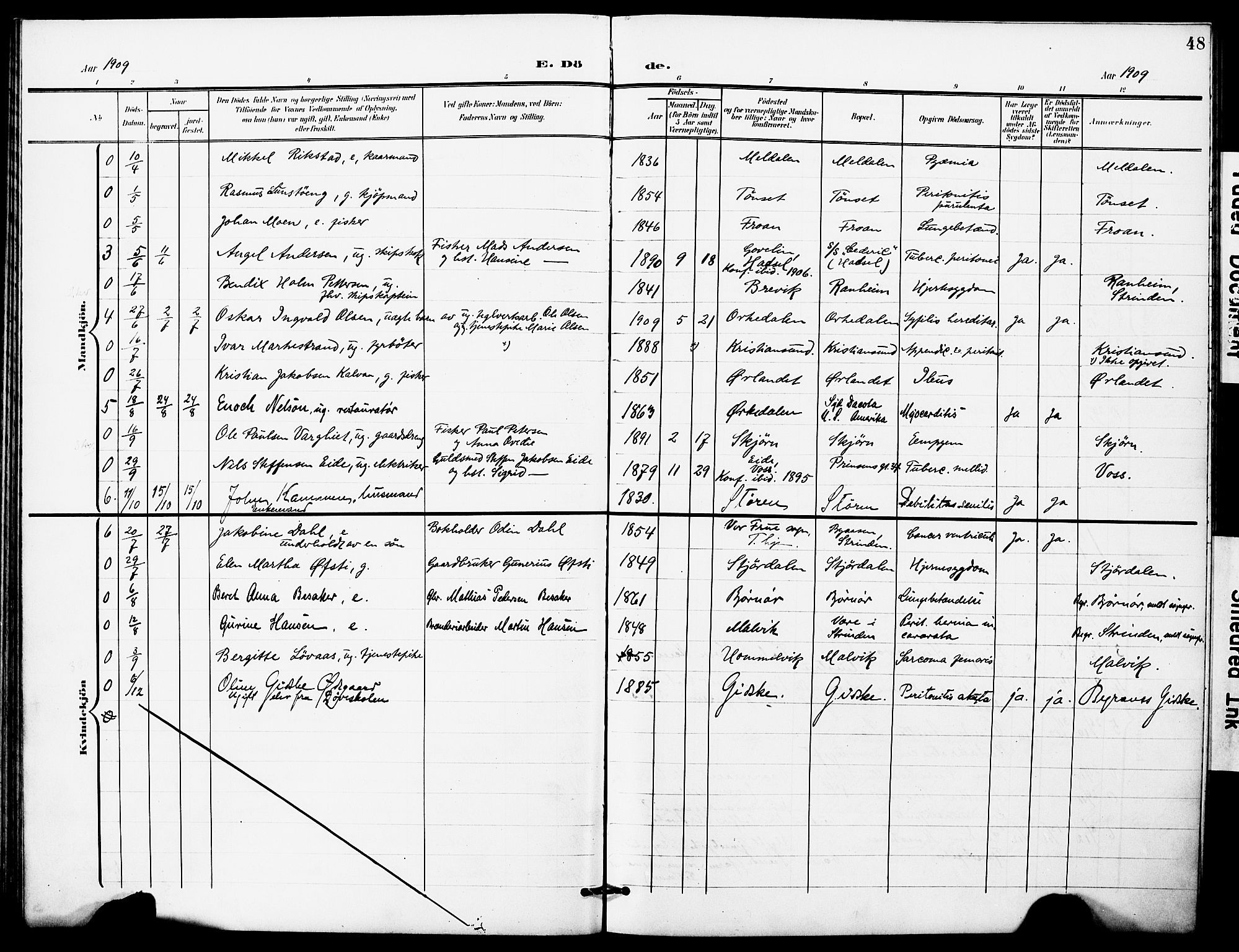 Ministerialprotokoller, klokkerbøker og fødselsregistre - Sør-Trøndelag, SAT/A-1456/628/L0483: Parish register (official) no. 628A01, 1902-1920, p. 48