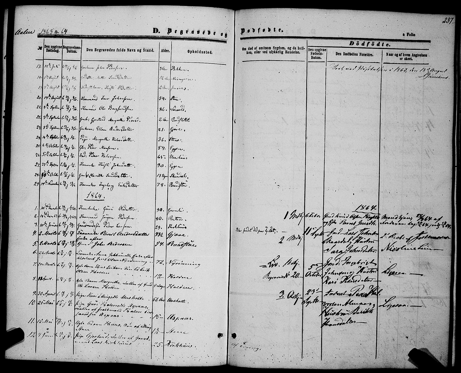 Ministerialprotokoller, klokkerbøker og fødselsregistre - Sør-Trøndelag, SAT/A-1456/685/L0968: Parish register (official) no. 685A07 /3, 1860-1869, p. 237