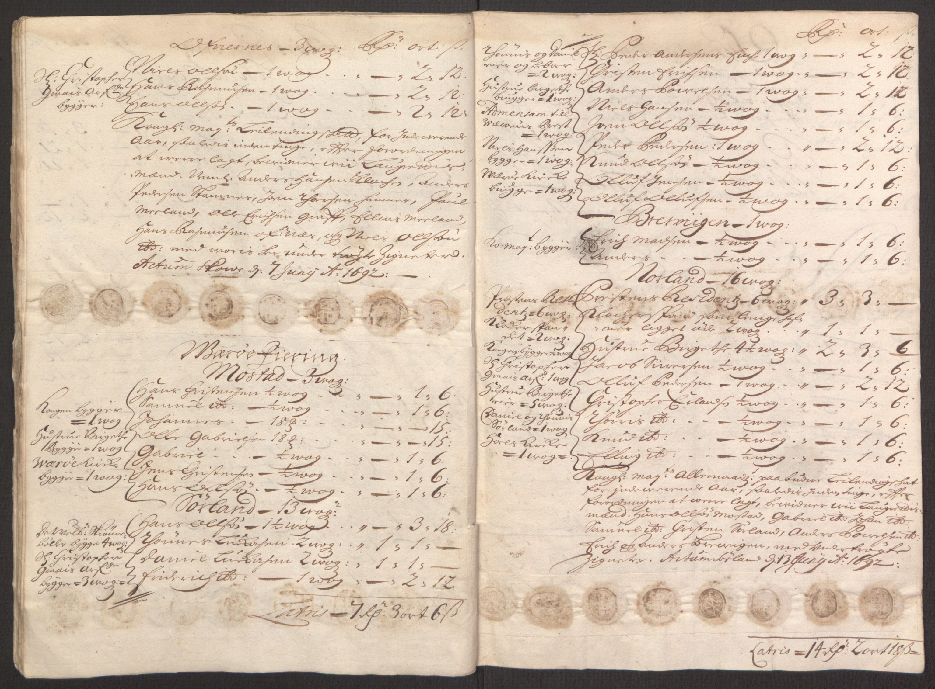 Rentekammeret inntil 1814, Reviderte regnskaper, Fogderegnskap, AV/RA-EA-4092/R67/L4675: Fogderegnskap Vesterålen, Andenes og Lofoten, 1691-1693, p. 130