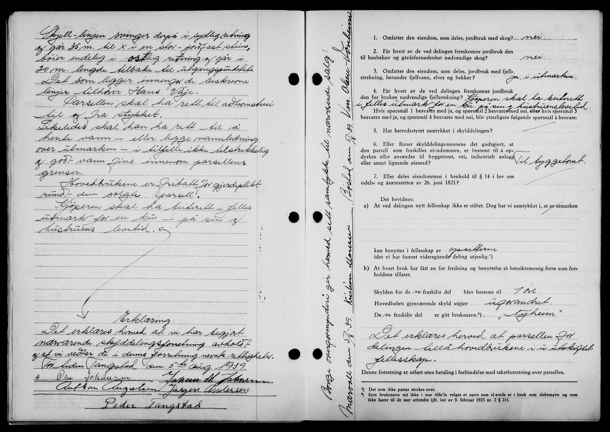 Lofoten sorenskriveri, SAT/A-0017/1/2/2C/L0006a: Mortgage book no. 6a, 1939-1939, Diary no: : 1816/1939