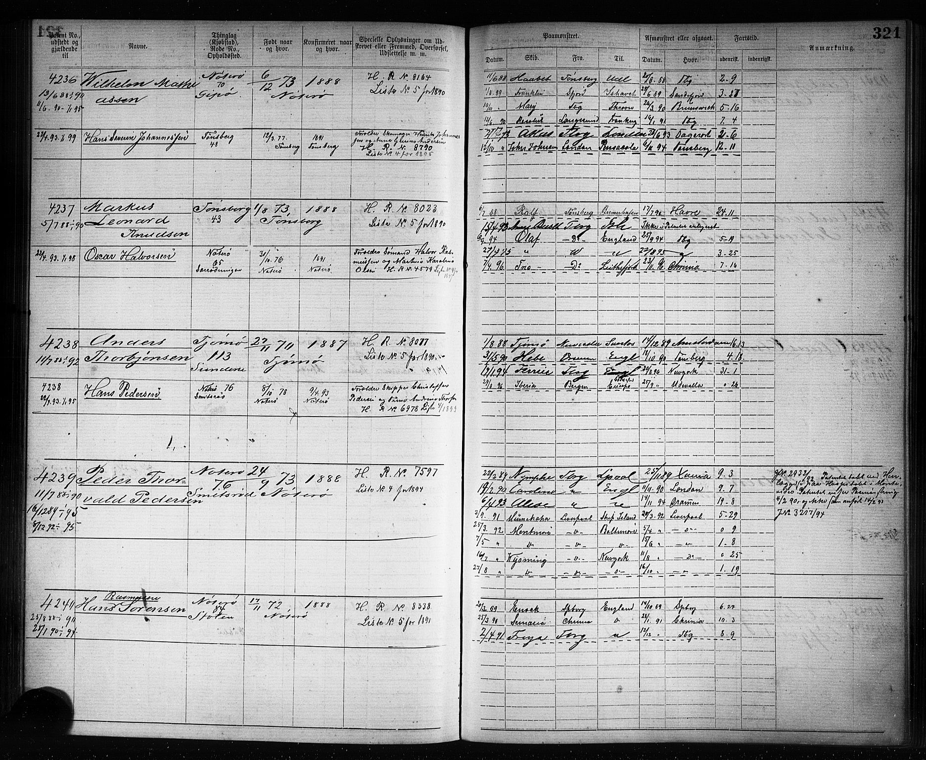 Tønsberg innrulleringskontor, AV/SAKO-A-786/F/Fb/L0007: Annotasjonsrulle Patent nr. 2636-5150, 1881-1892, p. 322