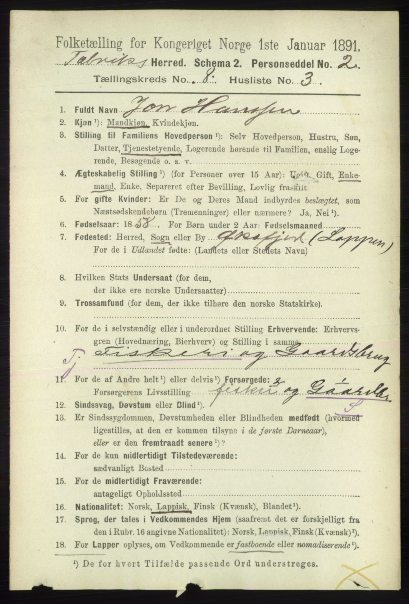 RA, 1891 census for 2013 Talvik, 1891, p. 2068