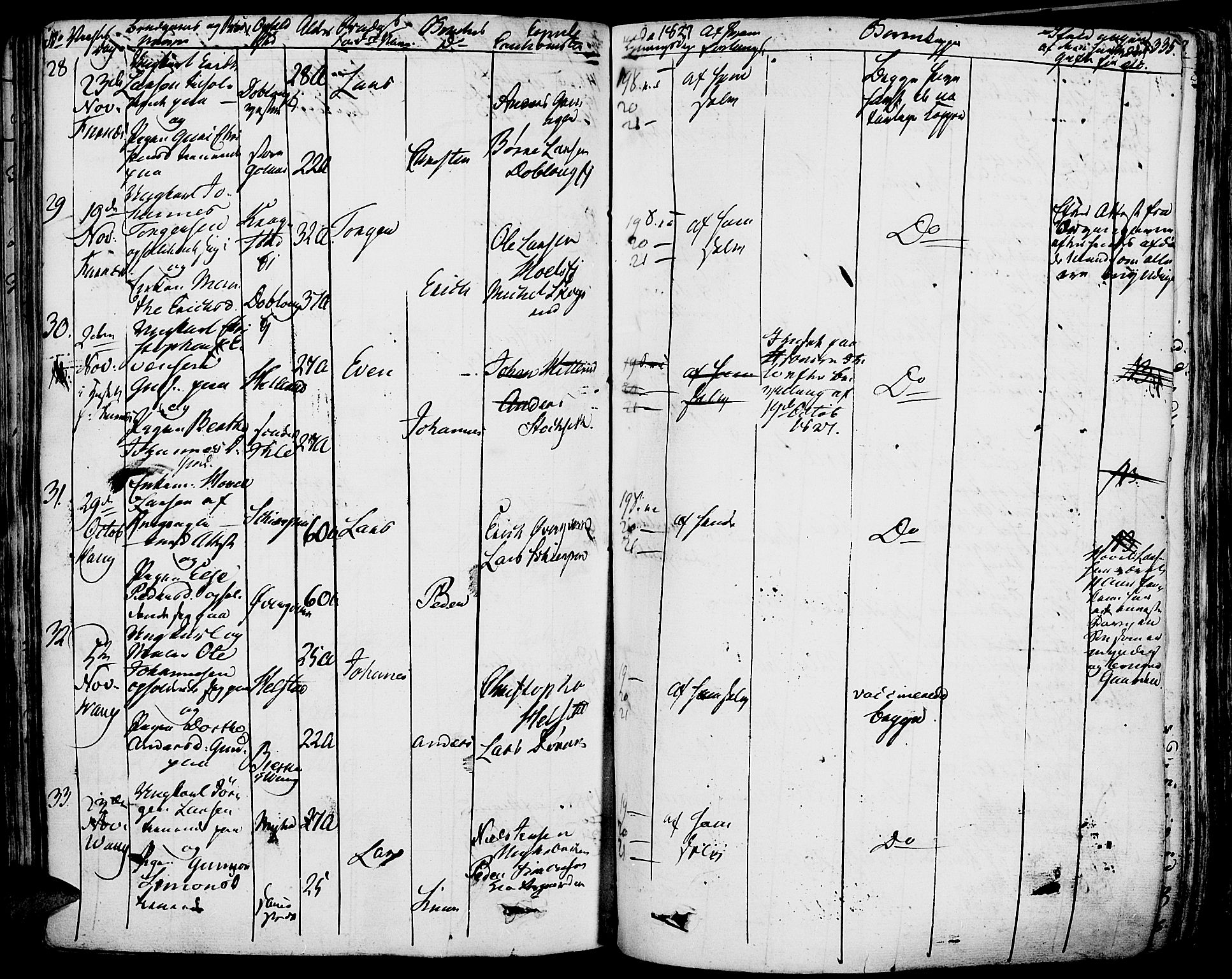 Vang prestekontor, Hedmark, AV/SAH-PREST-008/H/Ha/Haa/L0009: Parish register (official) no. 9, 1826-1841, p. 335