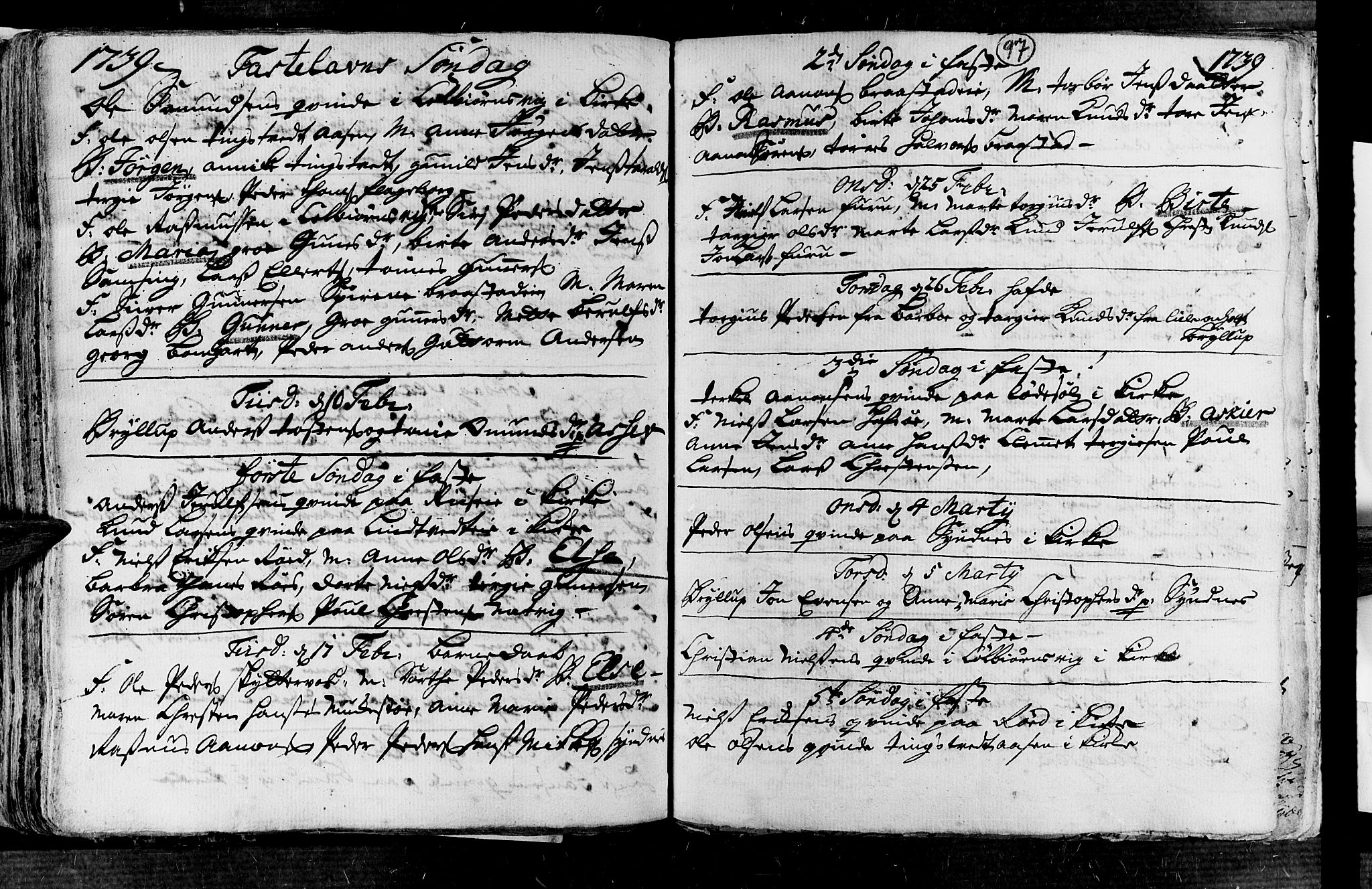 Øyestad sokneprestkontor, AV/SAK-1111-0049/F/Fa/L0004: Parish register (official) no. A 4, 1730-1750, p. 97