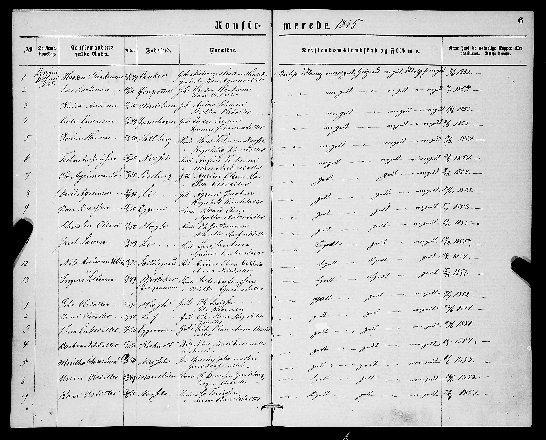 Lærdal sokneprestembete, SAB/A-81201: Parish register (official) no.  A 14, 1865-1877, p. 6