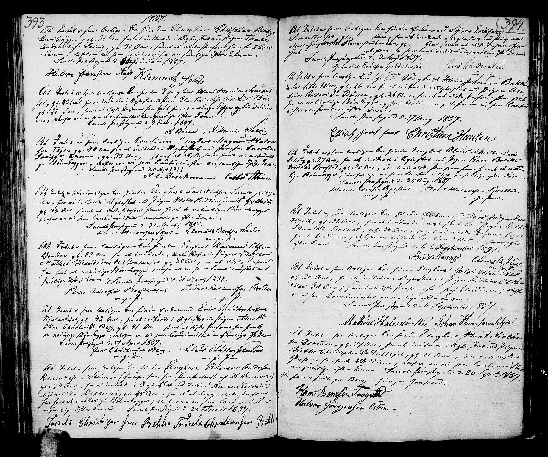 Sande Kirkebøker, SAKO/A-53/F/Fa/L0002: Parish register (official) no. 2, 1804-1814, p. 393-394