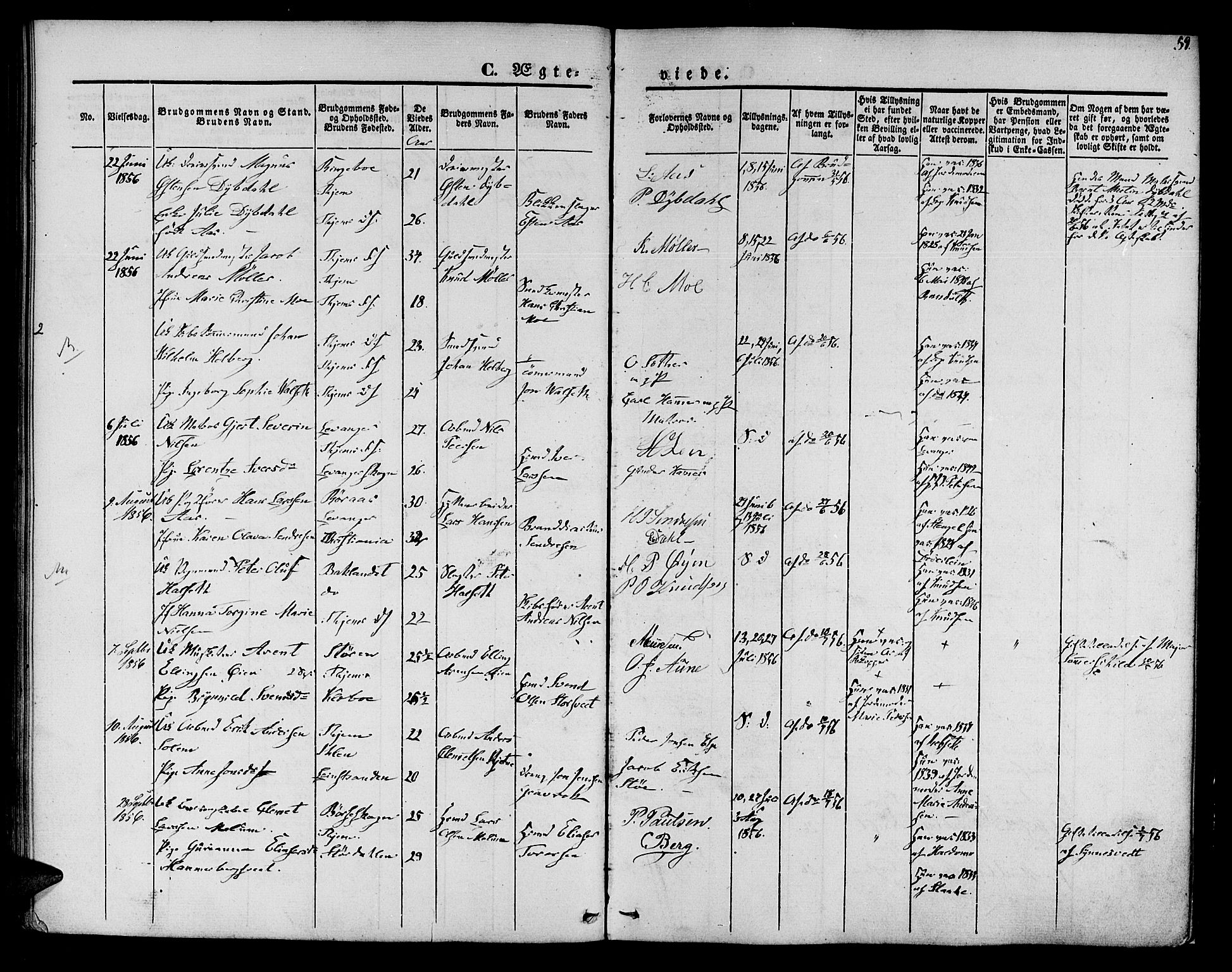 Ministerialprotokoller, klokkerbøker og fødselsregistre - Sør-Trøndelag, AV/SAT-A-1456/602/L0111: Parish register (official) no. 602A09, 1844-1867, p. 59