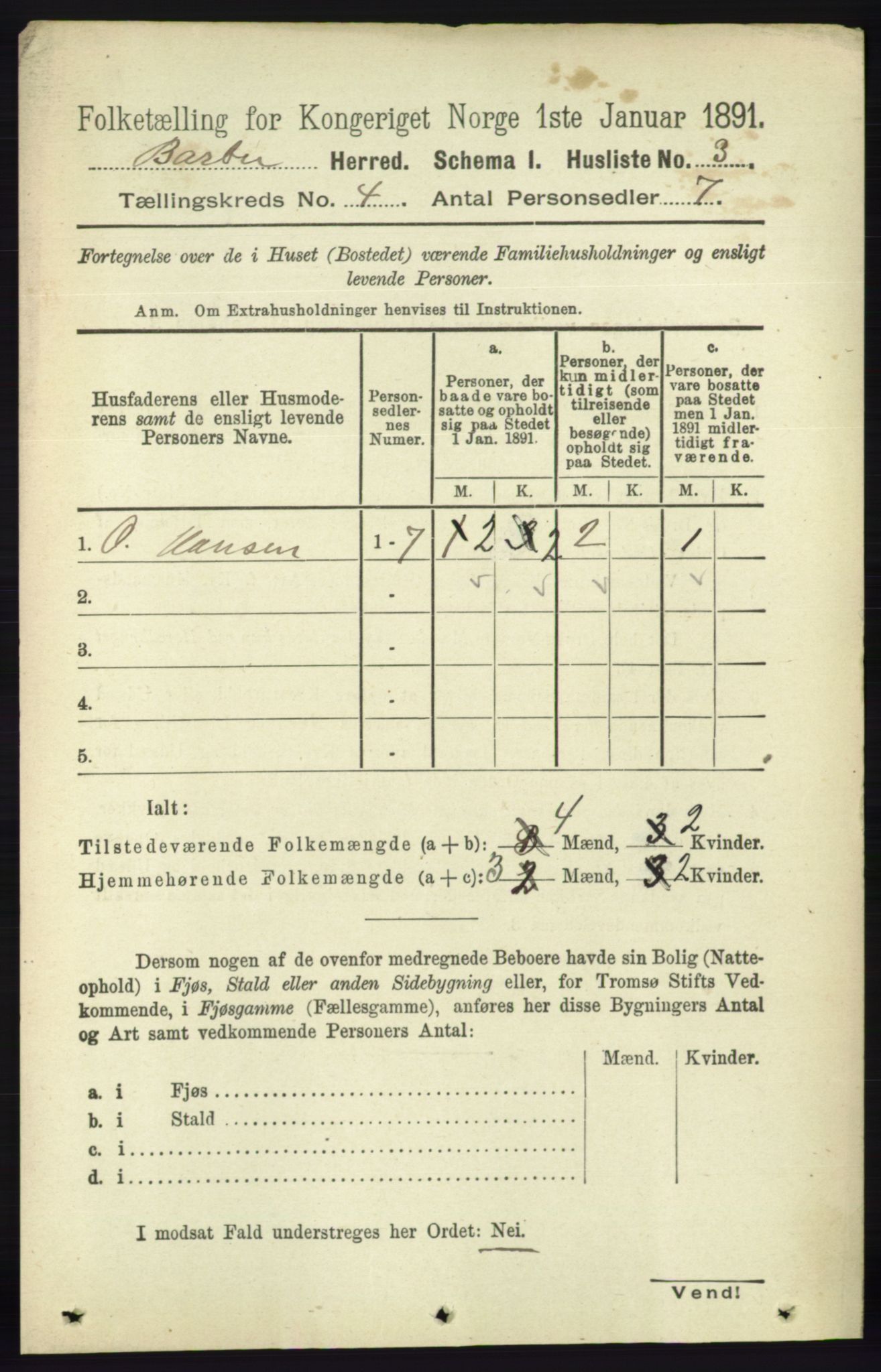 RA, 1891 census for 0990 Barbu, 1891, p. 2322