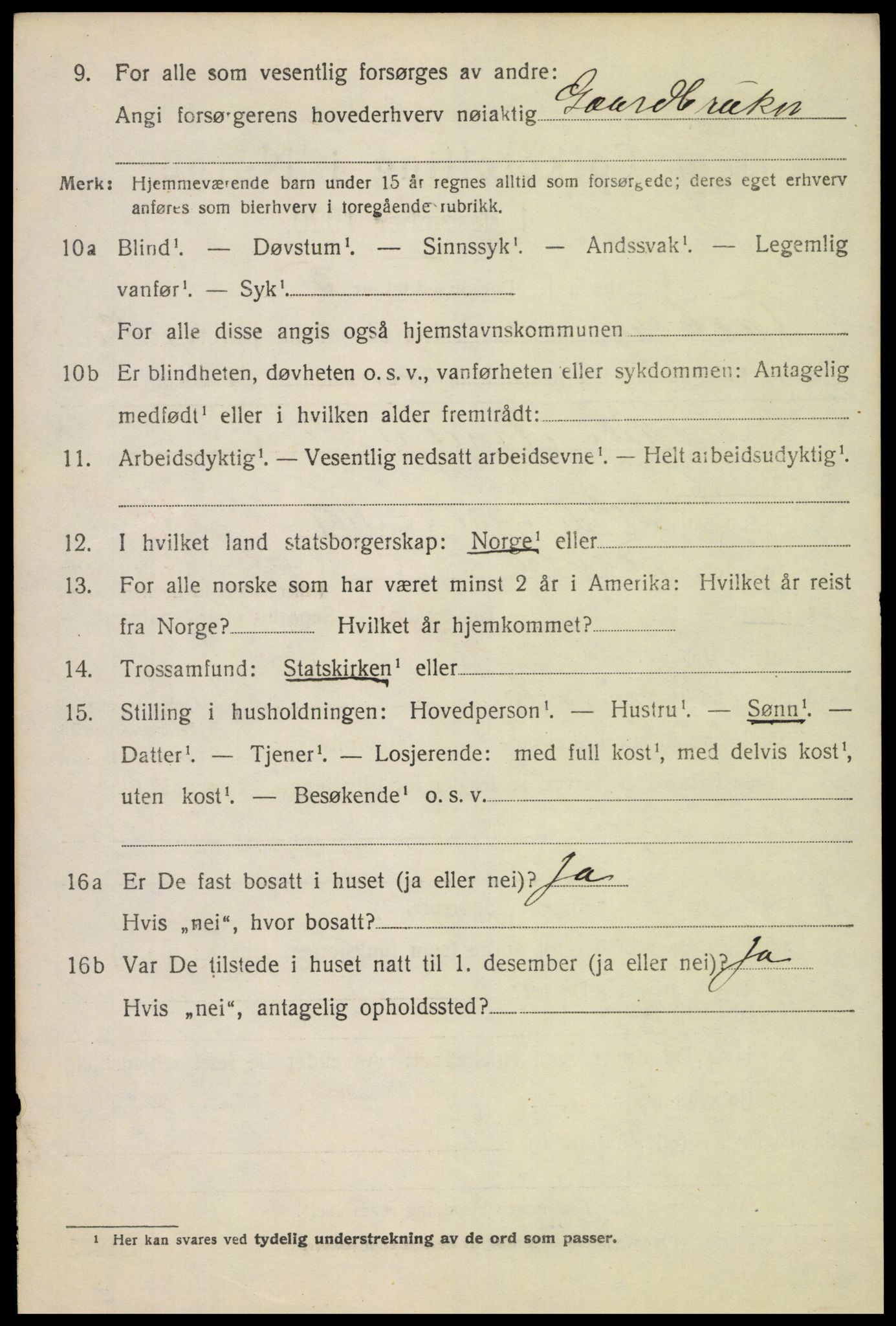 SAH, 1920 census for Fåberg, 1920, p. 12729