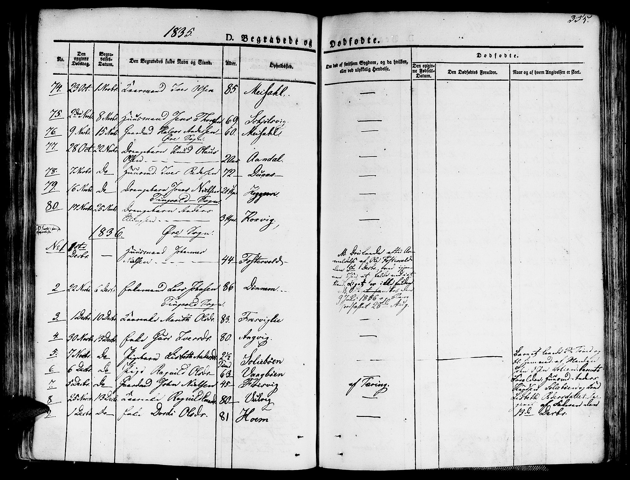 Ministerialprotokoller, klokkerbøker og fødselsregistre - Møre og Romsdal, AV/SAT-A-1454/586/L0983: Parish register (official) no. 586A09, 1829-1843, p. 355