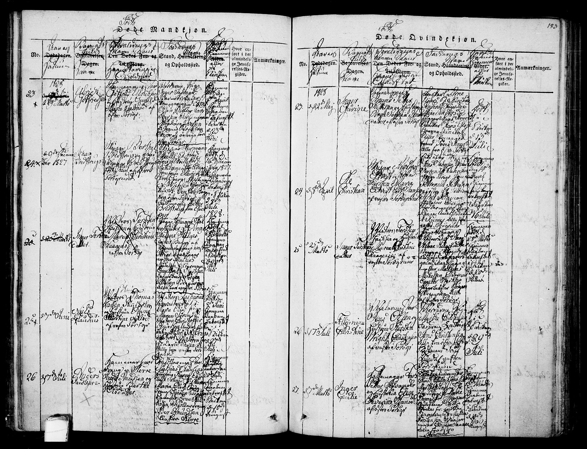 Porsgrunn kirkebøker , AV/SAKO-A-104/F/Fa/L0004: Parish register (official) no. 4, 1814-1828, p. 183