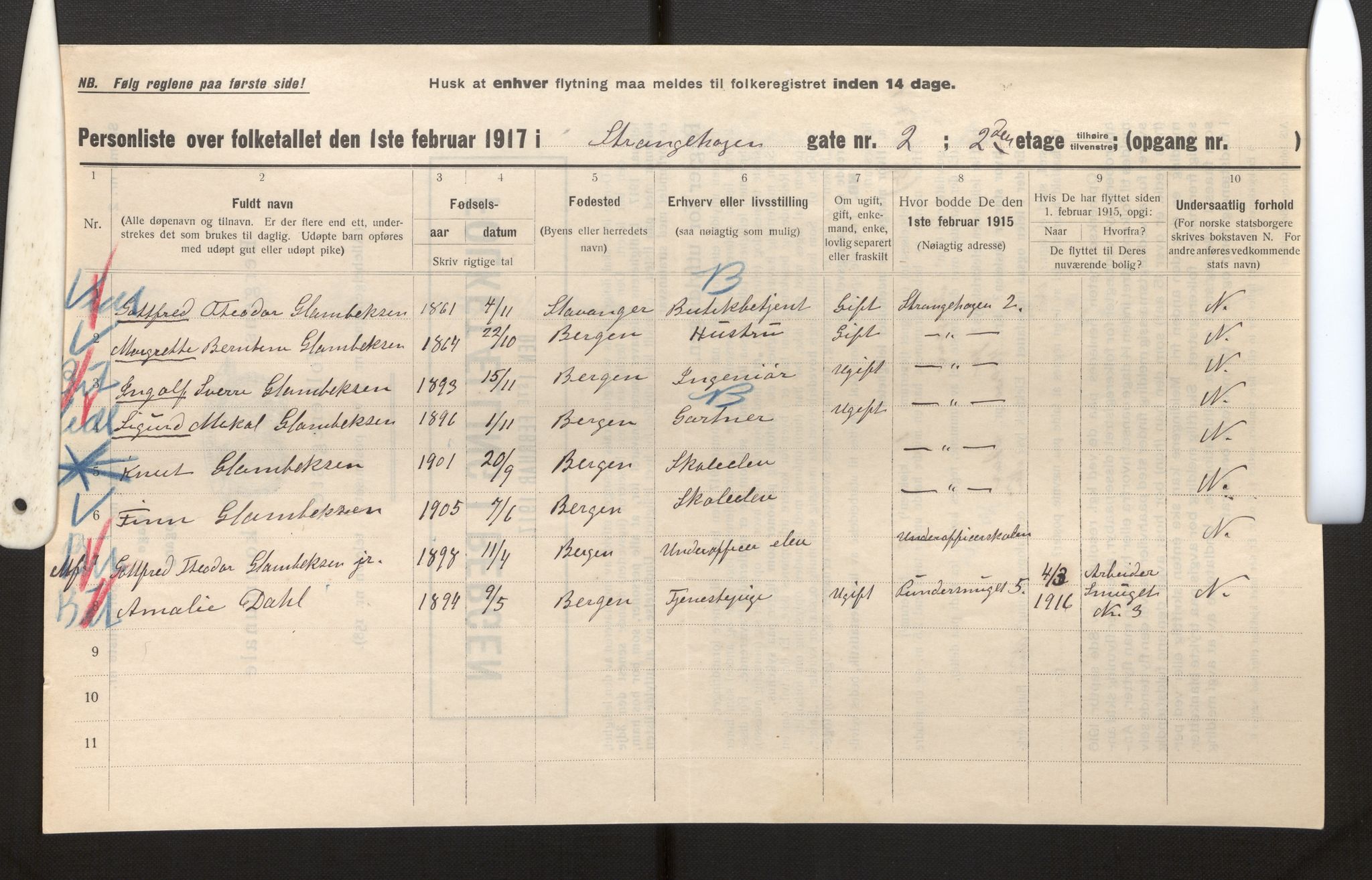 SAB, Municipal Census 1917 for Bergen, 1917, p. 38405