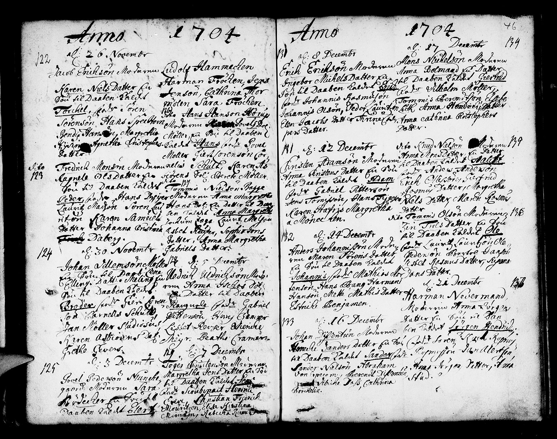 Nykirken Sokneprestembete, AV/SAB-A-77101/H/Haa/L0002: Parish register (official) no. A 2, 1700-1723, p. 46