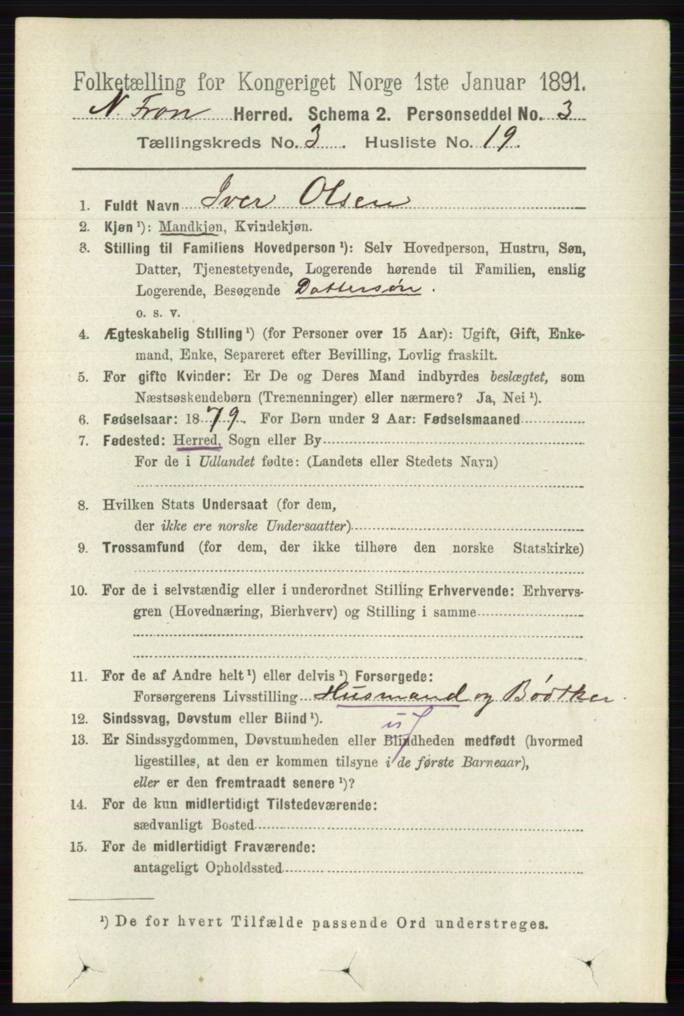 RA, 1891 census for 0518 Nord-Fron, 1891, p. 950