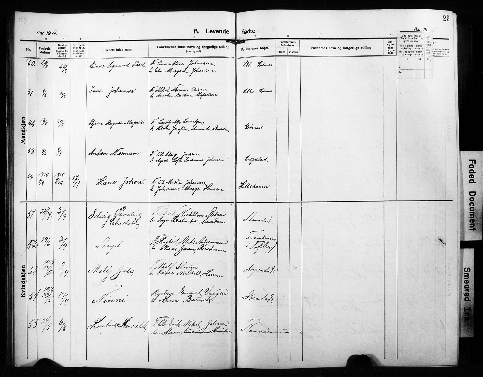 Ibestad sokneprestembete, AV/SATØ-S-0077/H/Ha/Hab/L0010klokker: Parish register (copy) no. 10, 1915-1929, p. 29