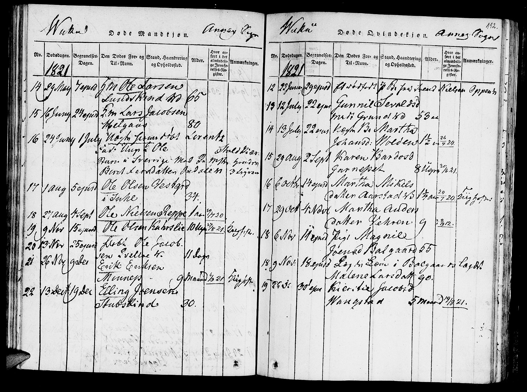 Ministerialprotokoller, klokkerbøker og fødselsregistre - Nord-Trøndelag, SAT/A-1458/723/L0234: Parish register (official) no. 723A05 /2, 1816-1821, p. 112