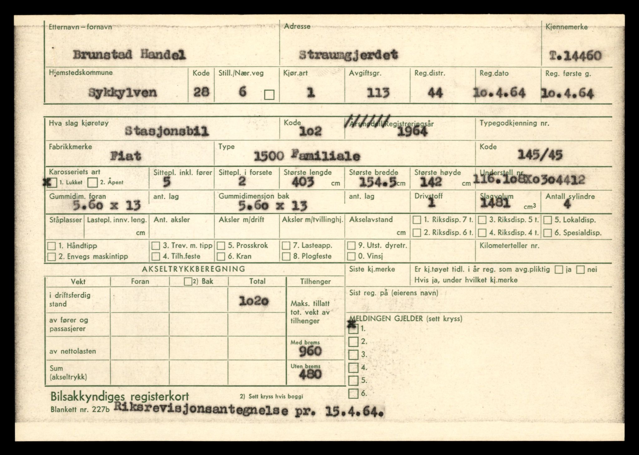 Møre og Romsdal vegkontor - Ålesund trafikkstasjon, AV/SAT-A-4099/F/Fe/L0046: Registreringskort for kjøretøy T 14445 - T 14579, 1927-1998
