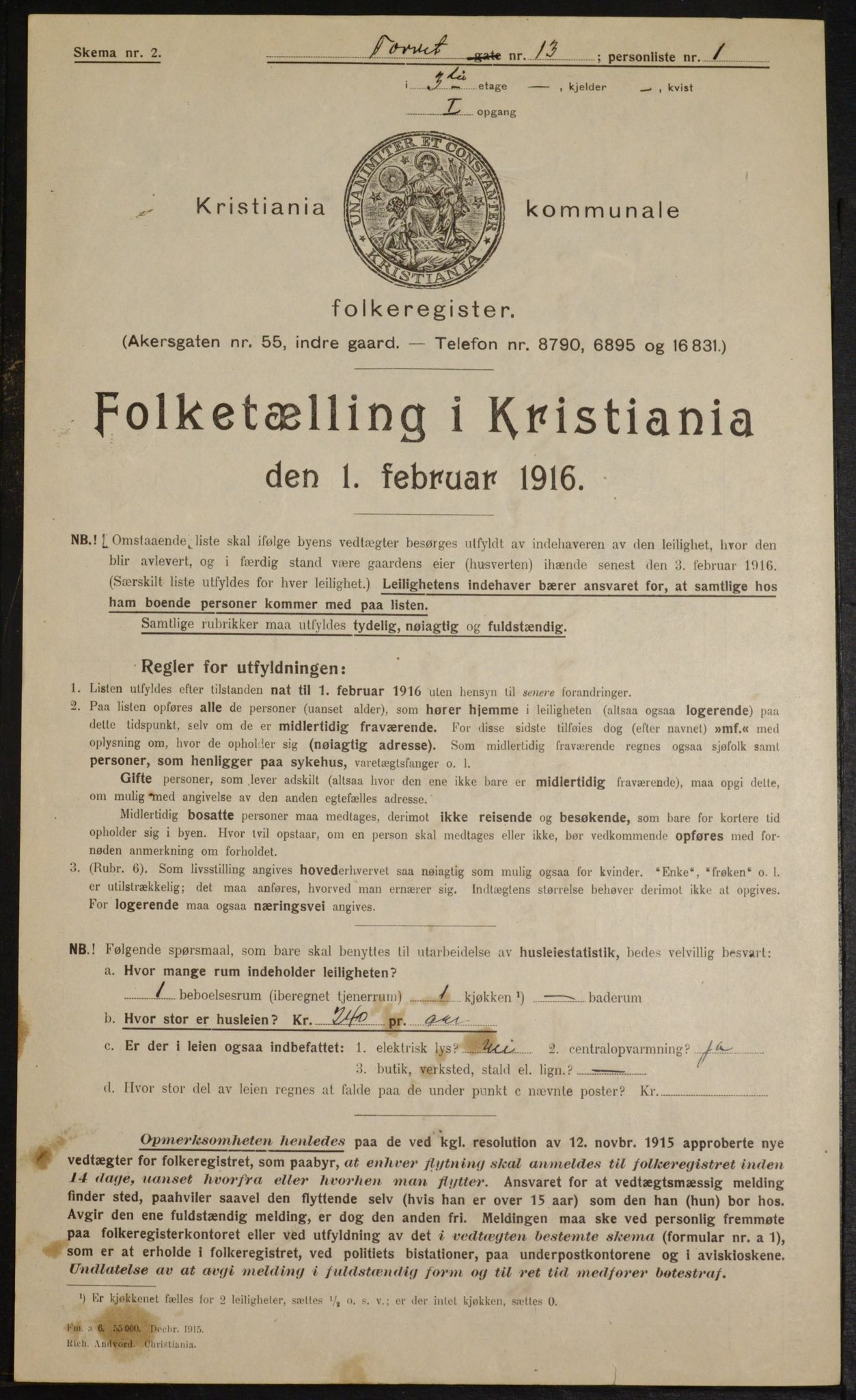 OBA, Municipal Census 1916 for Kristiania, 1916, p. 106452