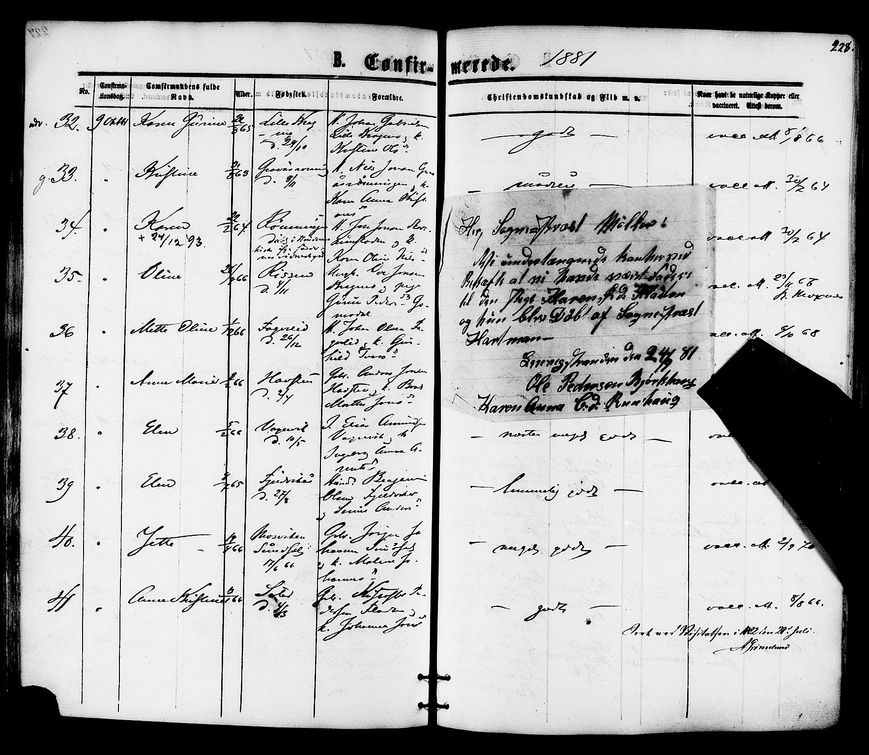 Ministerialprotokoller, klokkerbøker og fødselsregistre - Nord-Trøndelag, AV/SAT-A-1458/701/L0009: Parish register (official) no. 701A09 /1, 1864-1882, p. 228