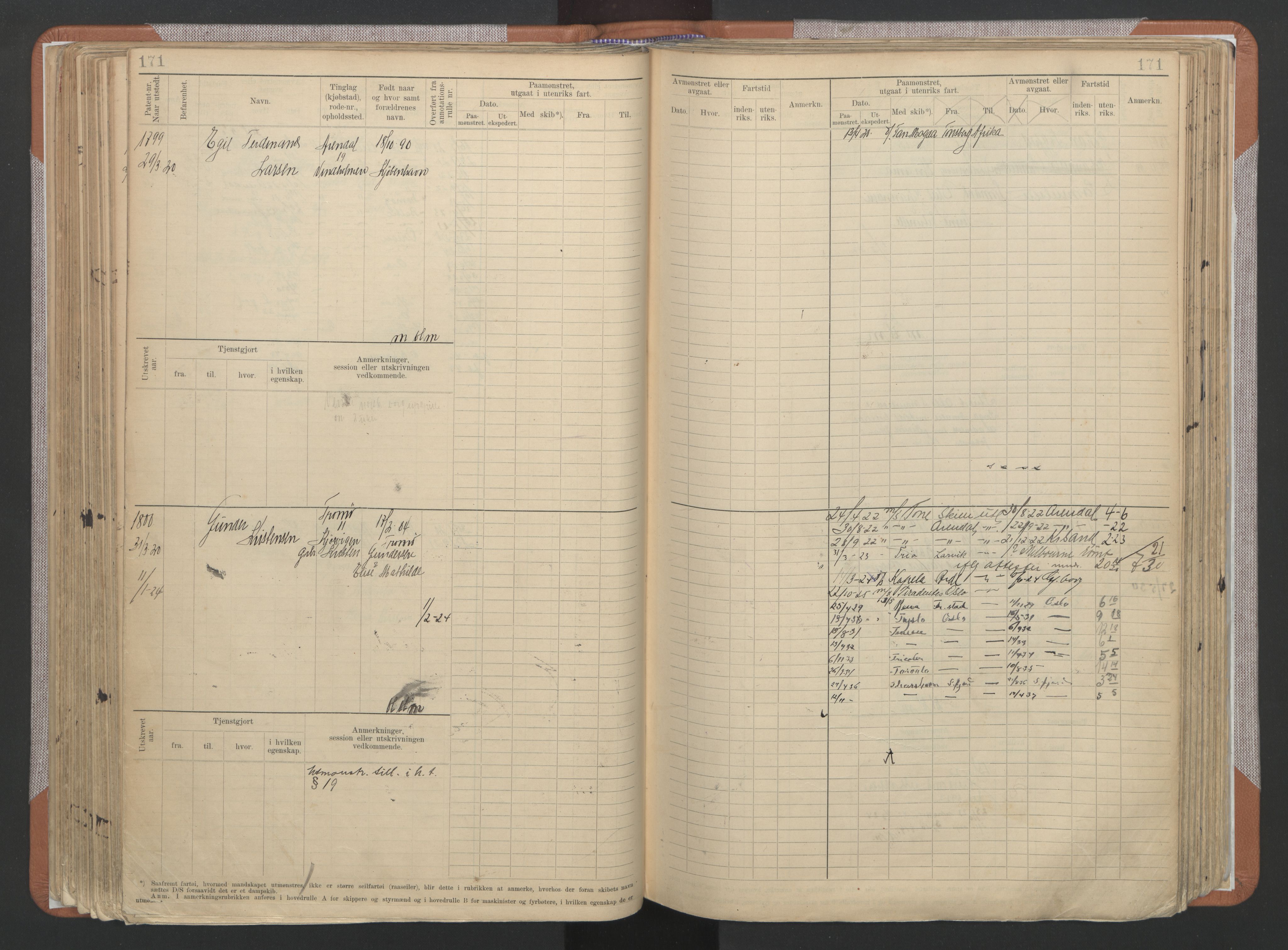 Arendal mønstringskrets, AV/SAK-2031-0012/F/Fb/L0022: Hovedrulle A nr 1466-2242, S-20, 1914-1930, p. 179