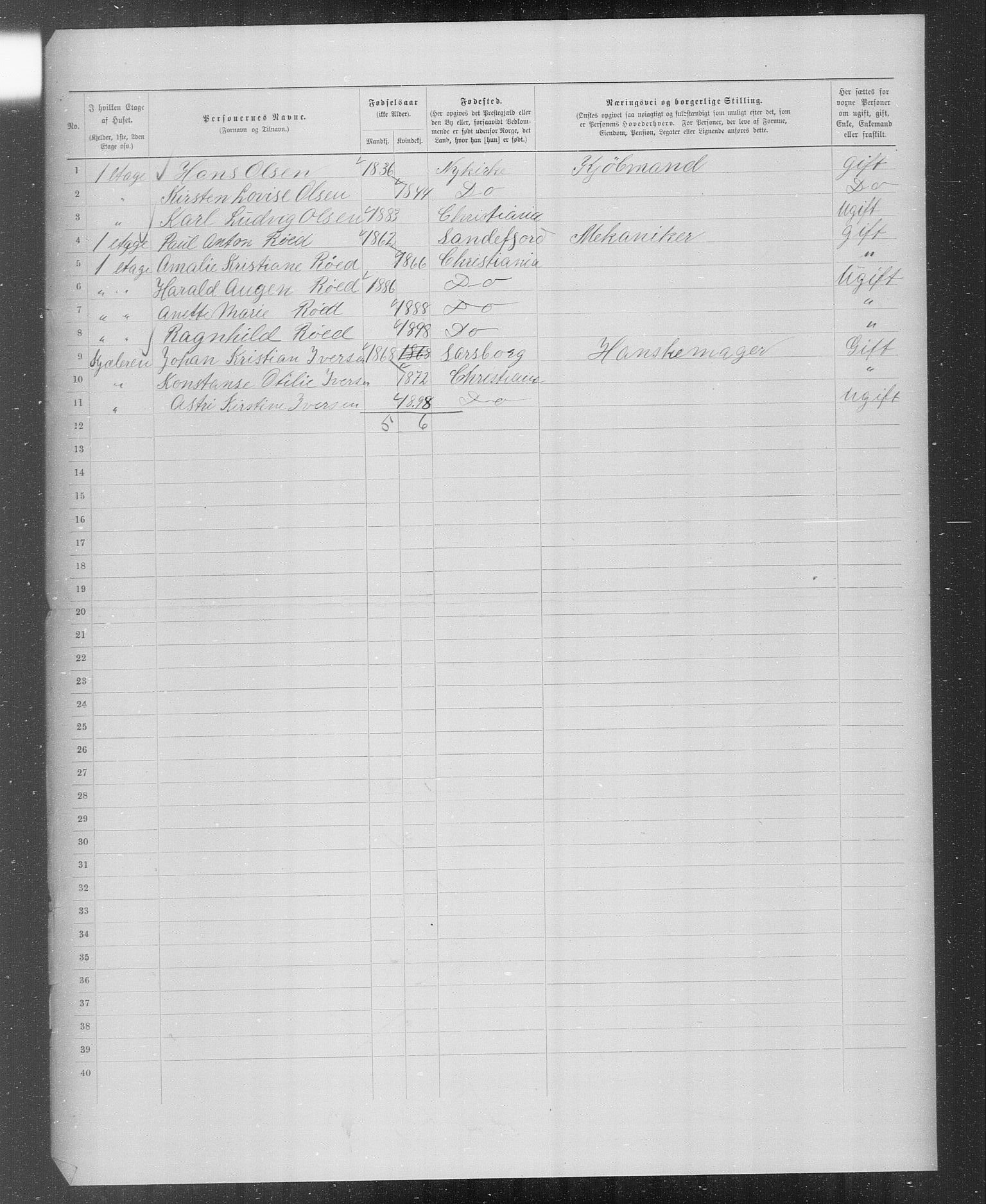 OBA, Municipal Census 1899 for Kristiania, 1899, p. 3220