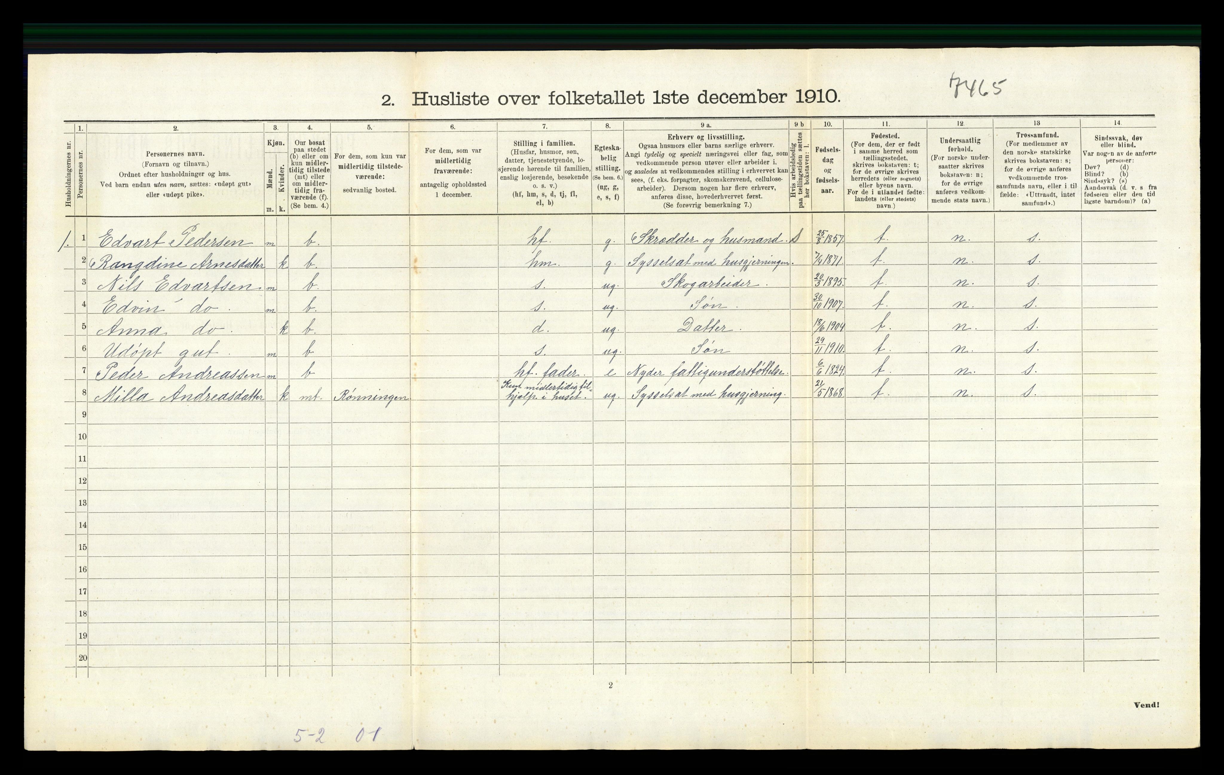RA, 1910 census for Sør-Odal, 1910, p. 1301