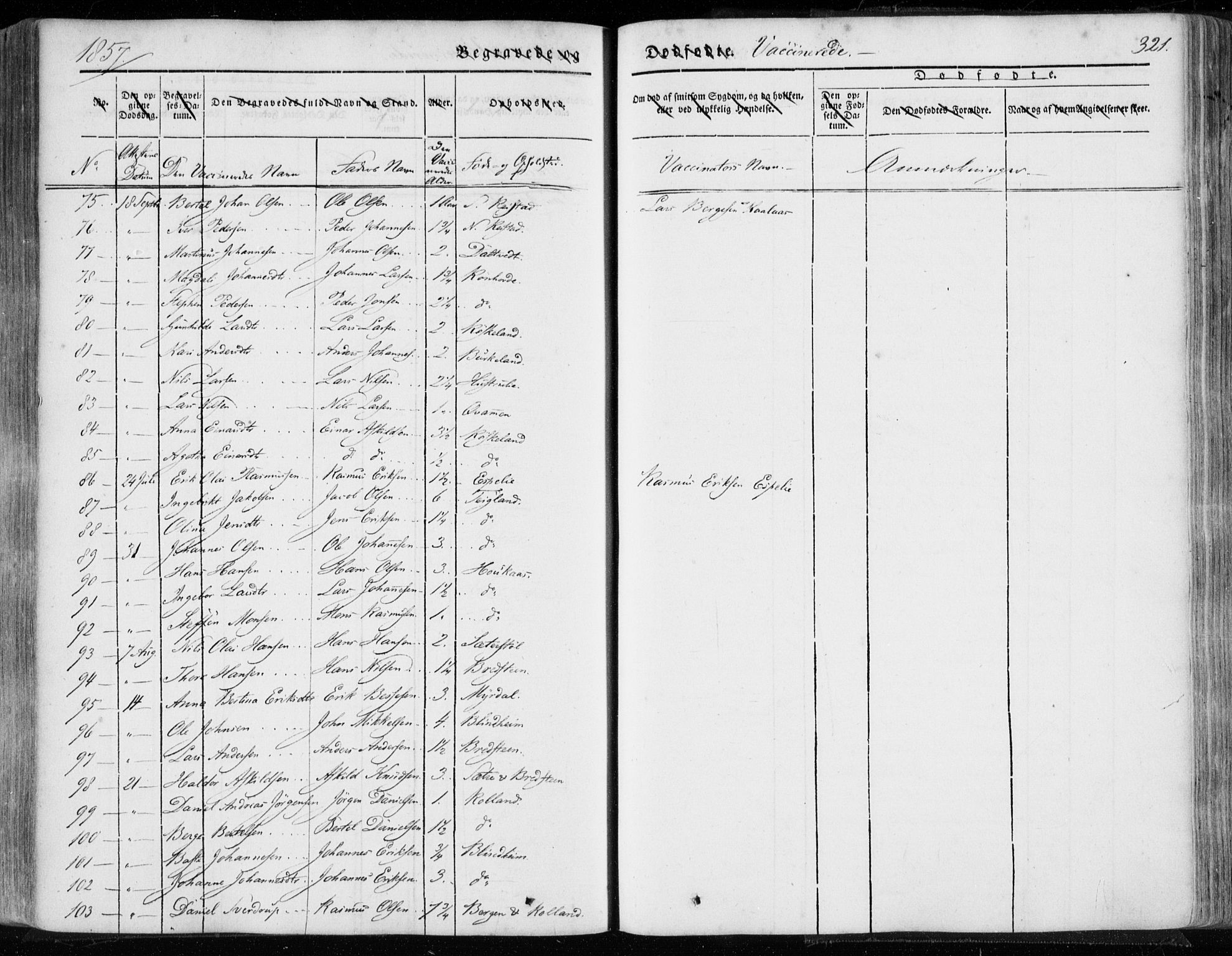 Hamre sokneprestembete, SAB/A-75501/H/Ha/Haa/Haaa/L0013: Parish register (official) no. A 13, 1846-1857, p. 321