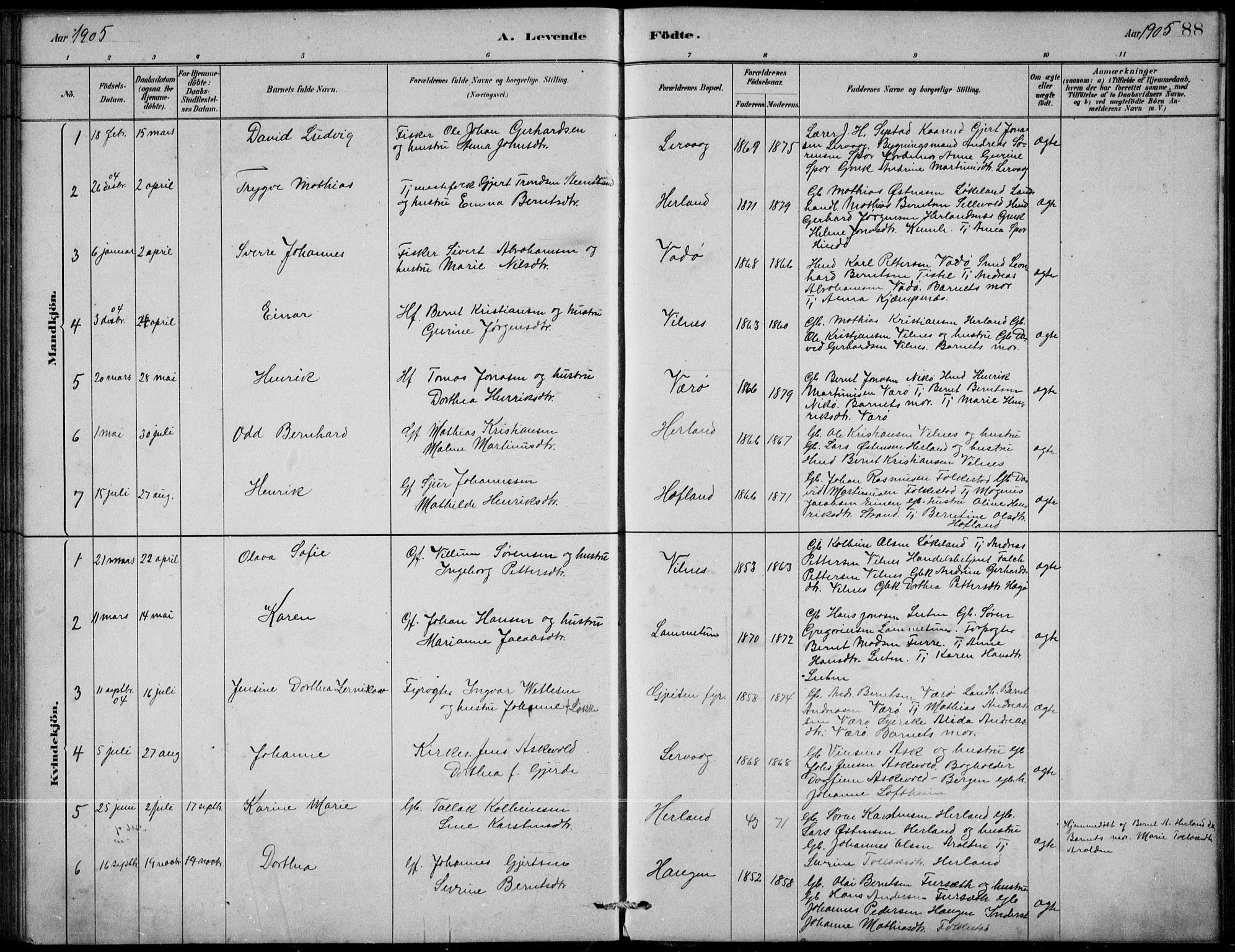 Askvoll sokneprestembete, SAB/A-79501/H/Hab/Habb/L0001: Parish register (copy) no. B 1, 1879-1909, p. 88