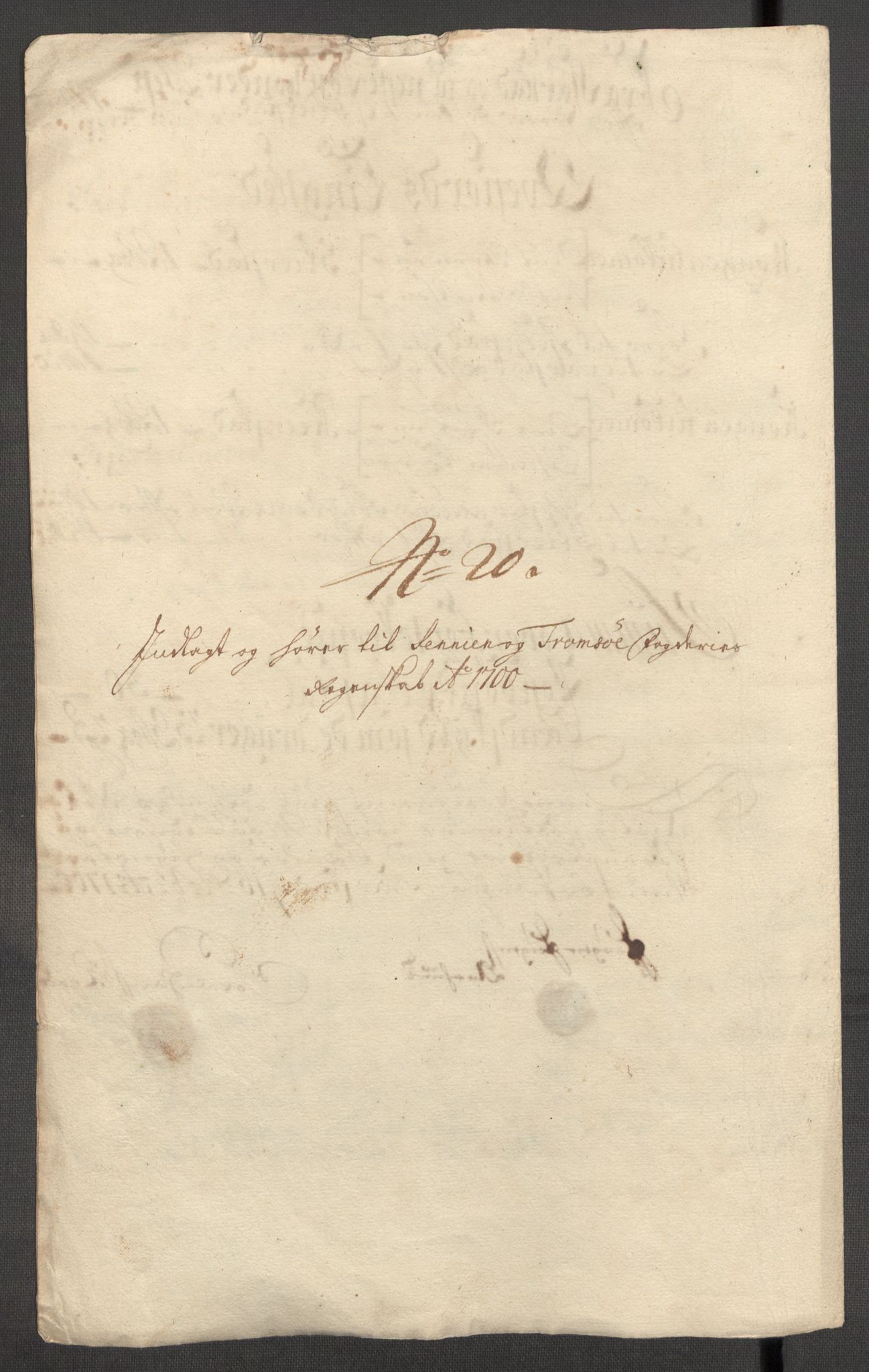 Rentekammeret inntil 1814, Reviderte regnskaper, Fogderegnskap, RA/EA-4092/R68/L4755: Fogderegnskap Senja og Troms, 1700-1704, p. 97