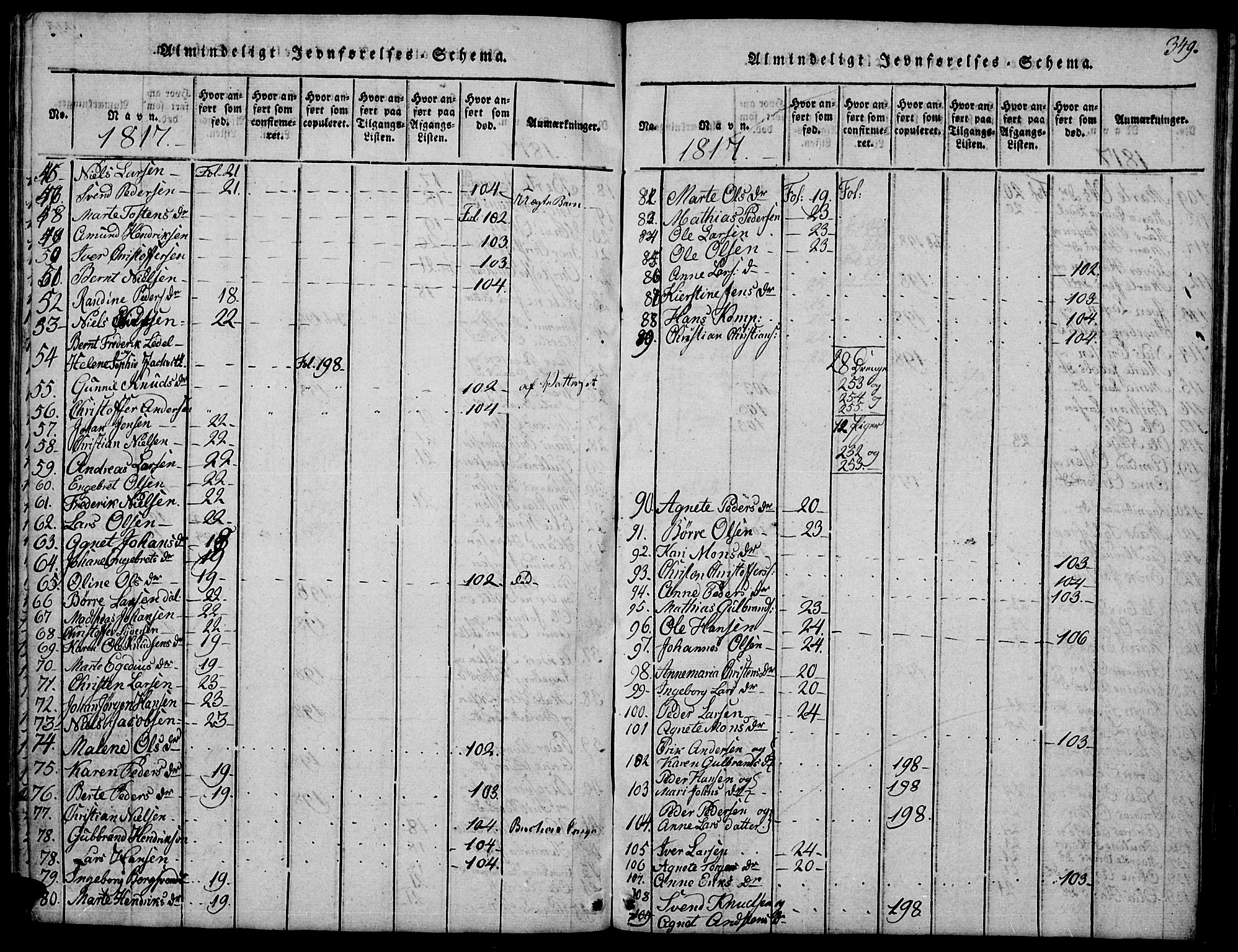 Biri prestekontor, SAH/PREST-096/H/Ha/Hab/L0001: Parish register (copy) no. 1, 1814-1828, p. 349