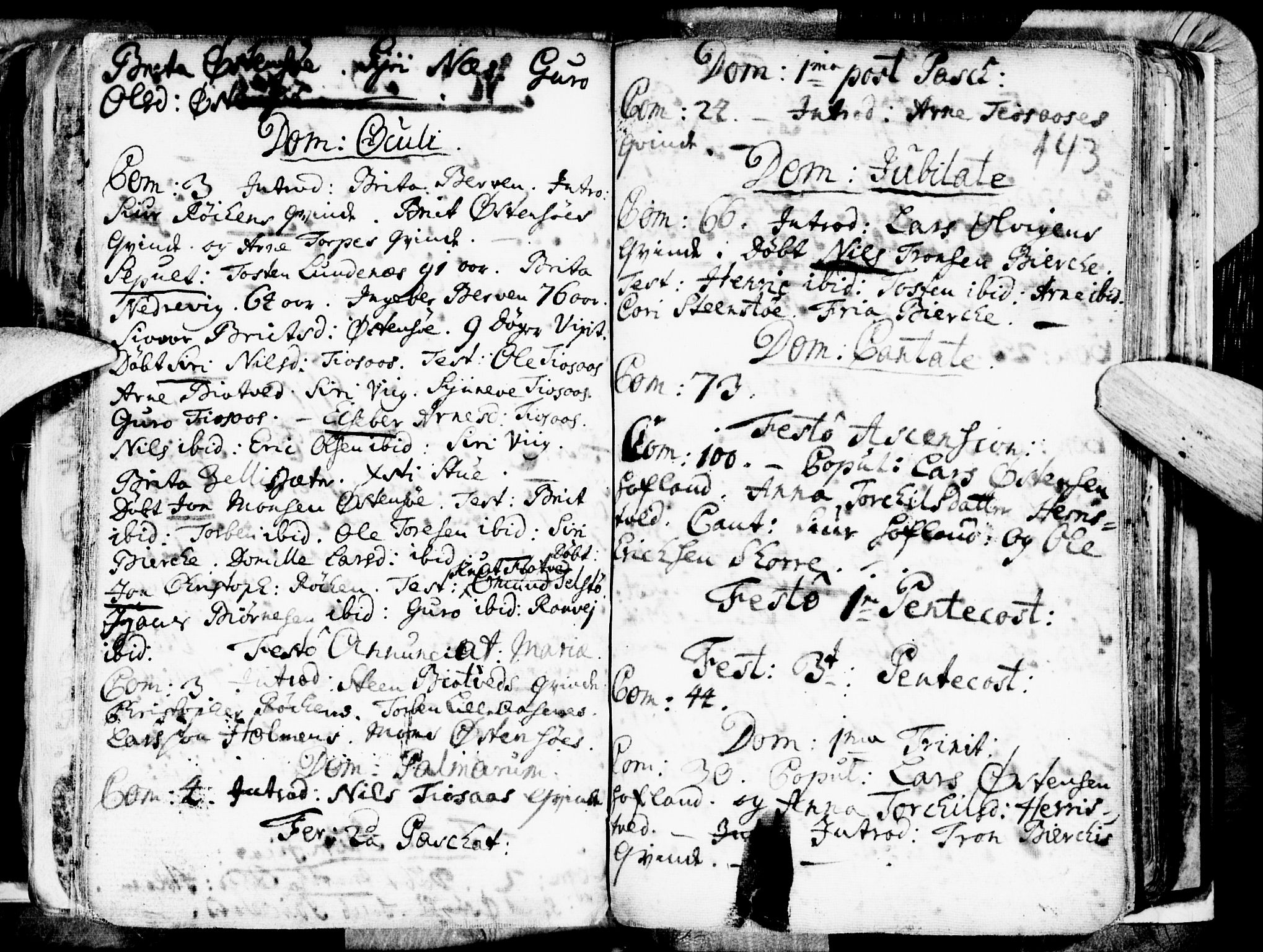 Kvam sokneprestembete, SAB/A-76201/H/Haa: Parish register (official) no. A 1, 1690-1741, p. 143