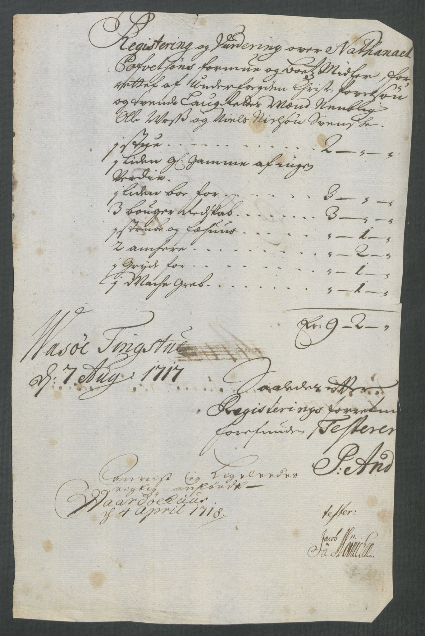 Rentekammeret inntil 1814, Reviderte regnskaper, Fogderegnskap, AV/RA-EA-4092/R69/L4857: Fogderegnskap Finnmark/Vardøhus, 1716-1718, p. 341