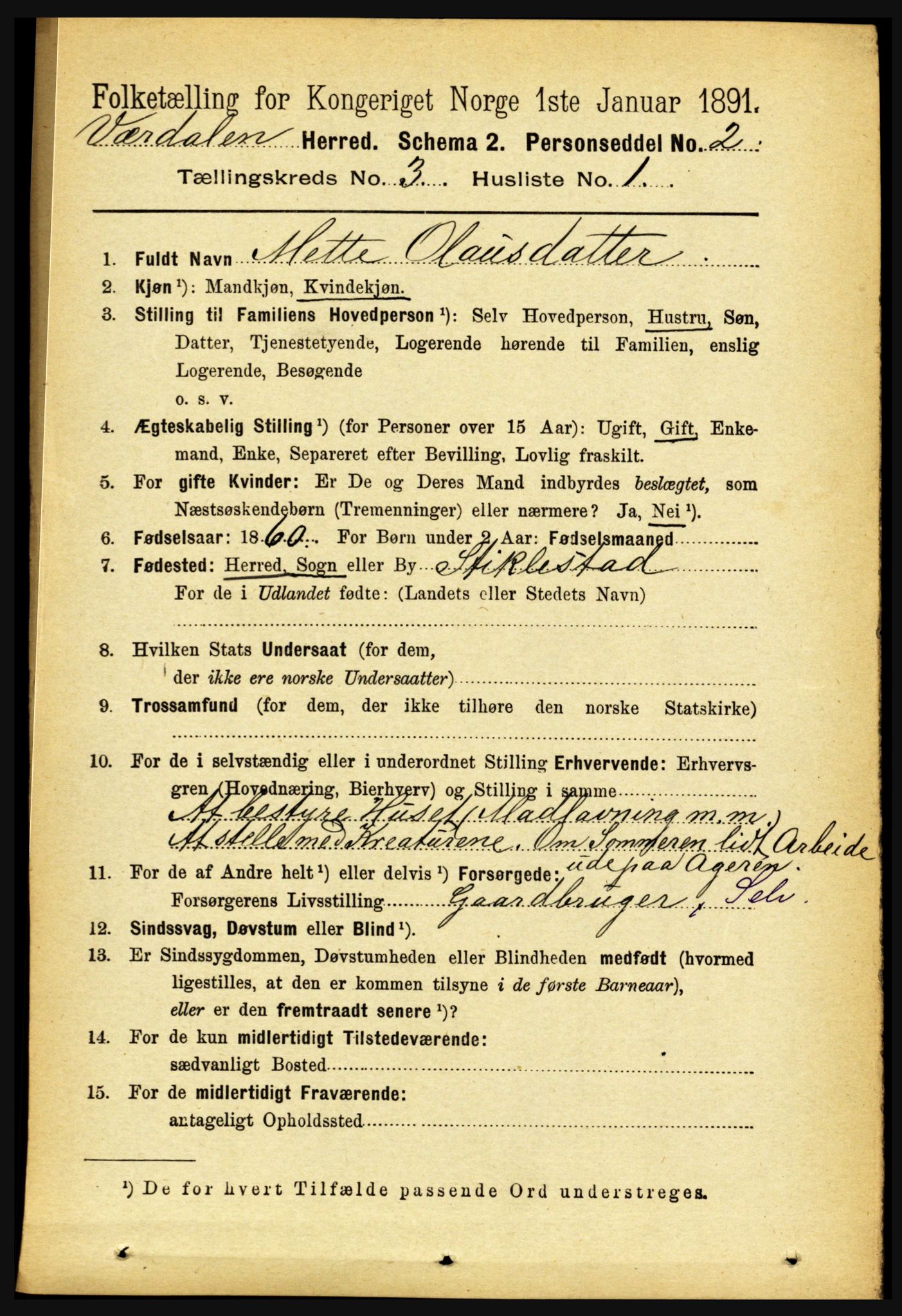 RA, 1891 census for 1721 Verdal, 1891, p. 1776