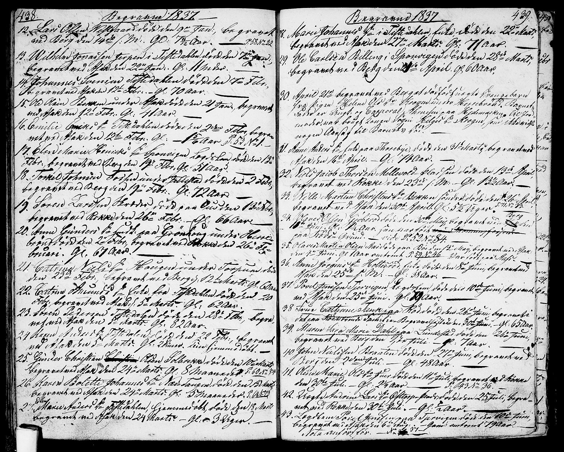 Berg prestekontor Kirkebøker, AV/SAO-A-10902/G/Ga/L0002: Parish register (copy) no. I 2, 1832-1844, p. 438-439