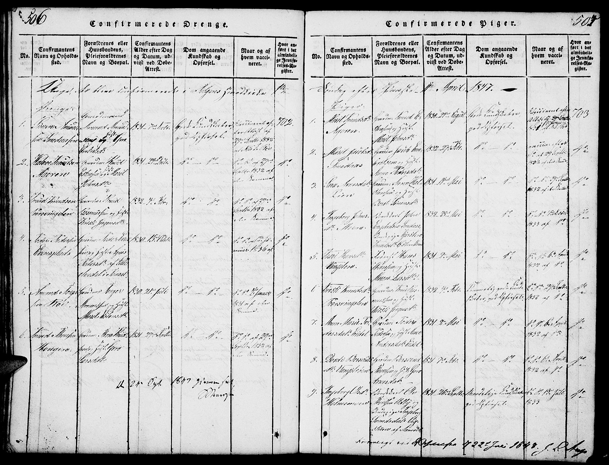 Tolga prestekontor, SAH/PREST-062/L/L0003: Parish register (copy) no. 3, 1815-1862, p. 506-507