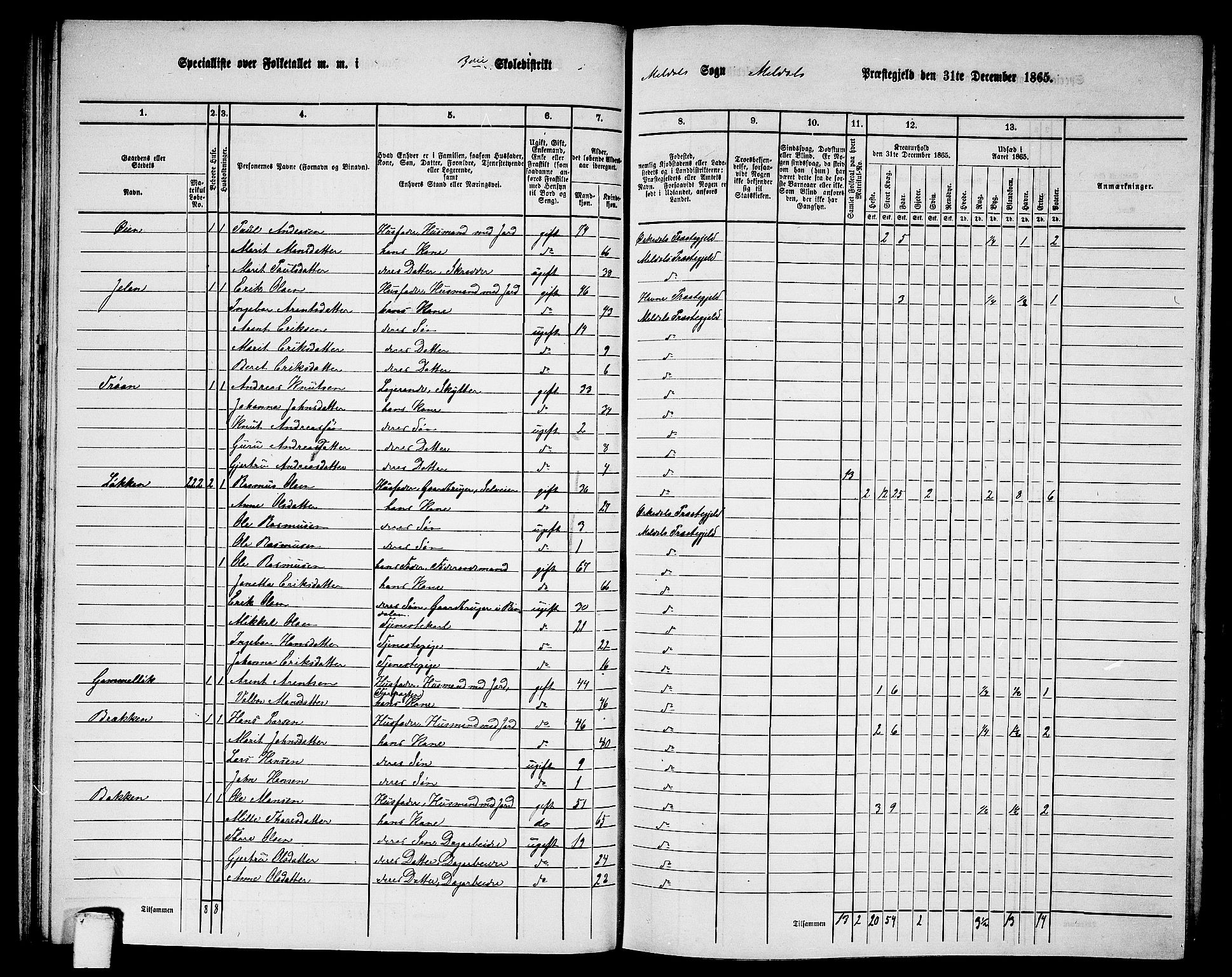 RA, 1865 census for Meldal, 1865, p. 83