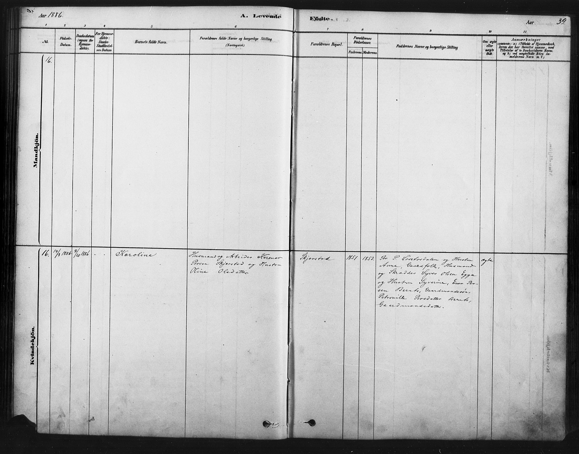 Åmot prestekontor, Hedmark, SAH/PREST-056/H/Ha/Haa/L0012: Parish register (official) no. 12, 1878-1901, p. 39