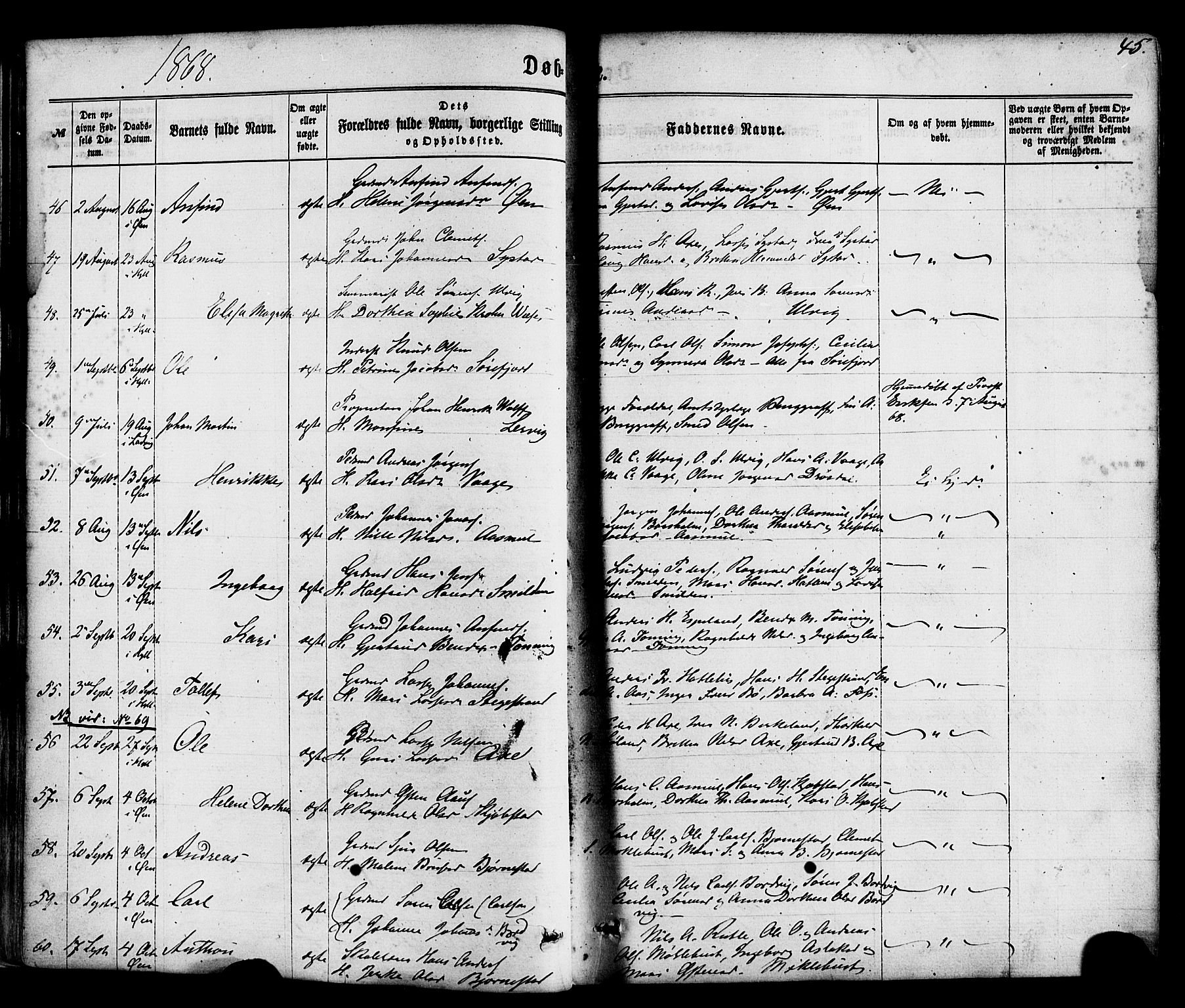 Hyllestad sokneprestembete, AV/SAB-A-80401: Parish register (official) no. A 1, 1861-1886, p. 45