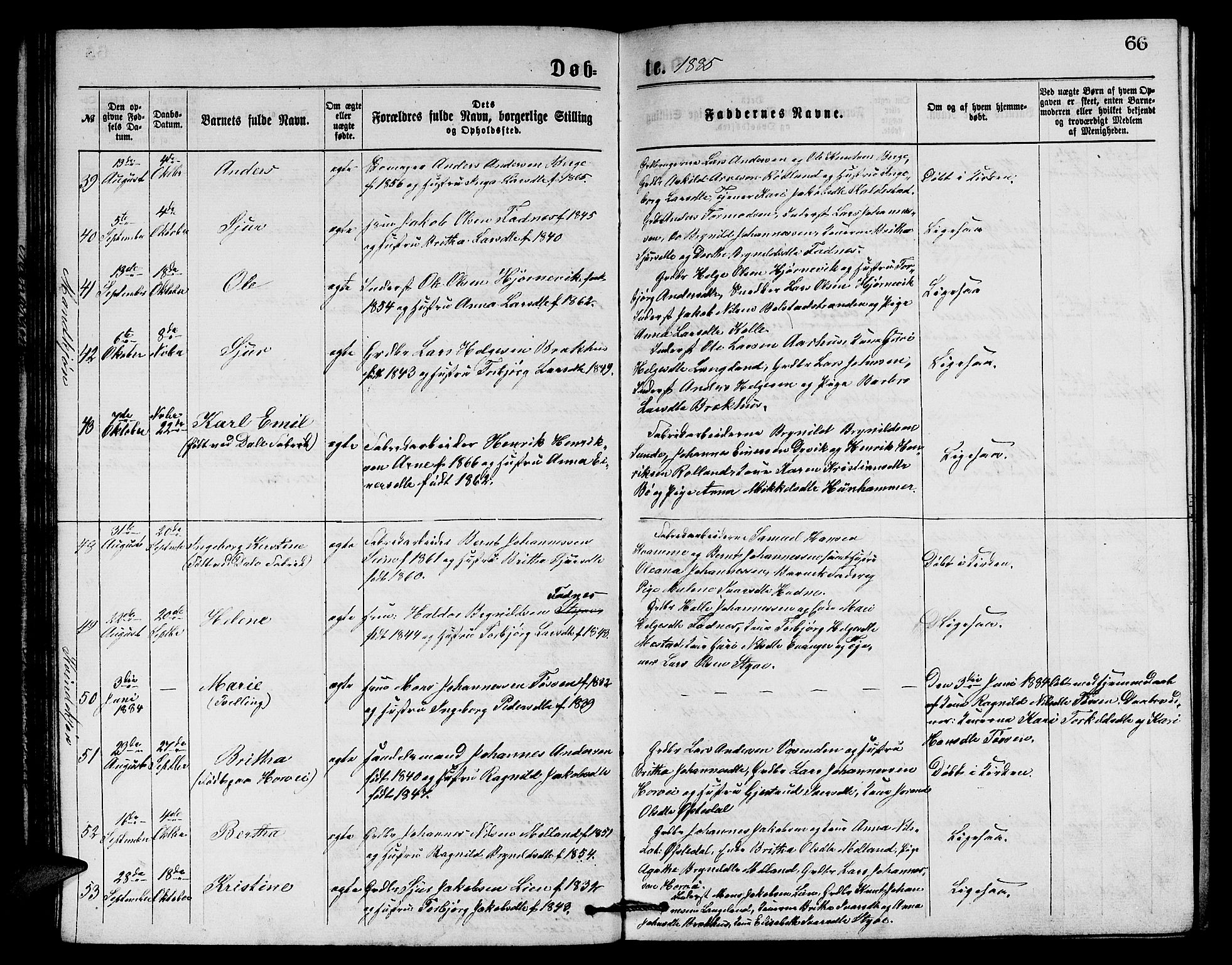Evanger sokneprestembete, SAB/A-99924: Parish register (copy) no. A 3, 1875-1887, p. 66