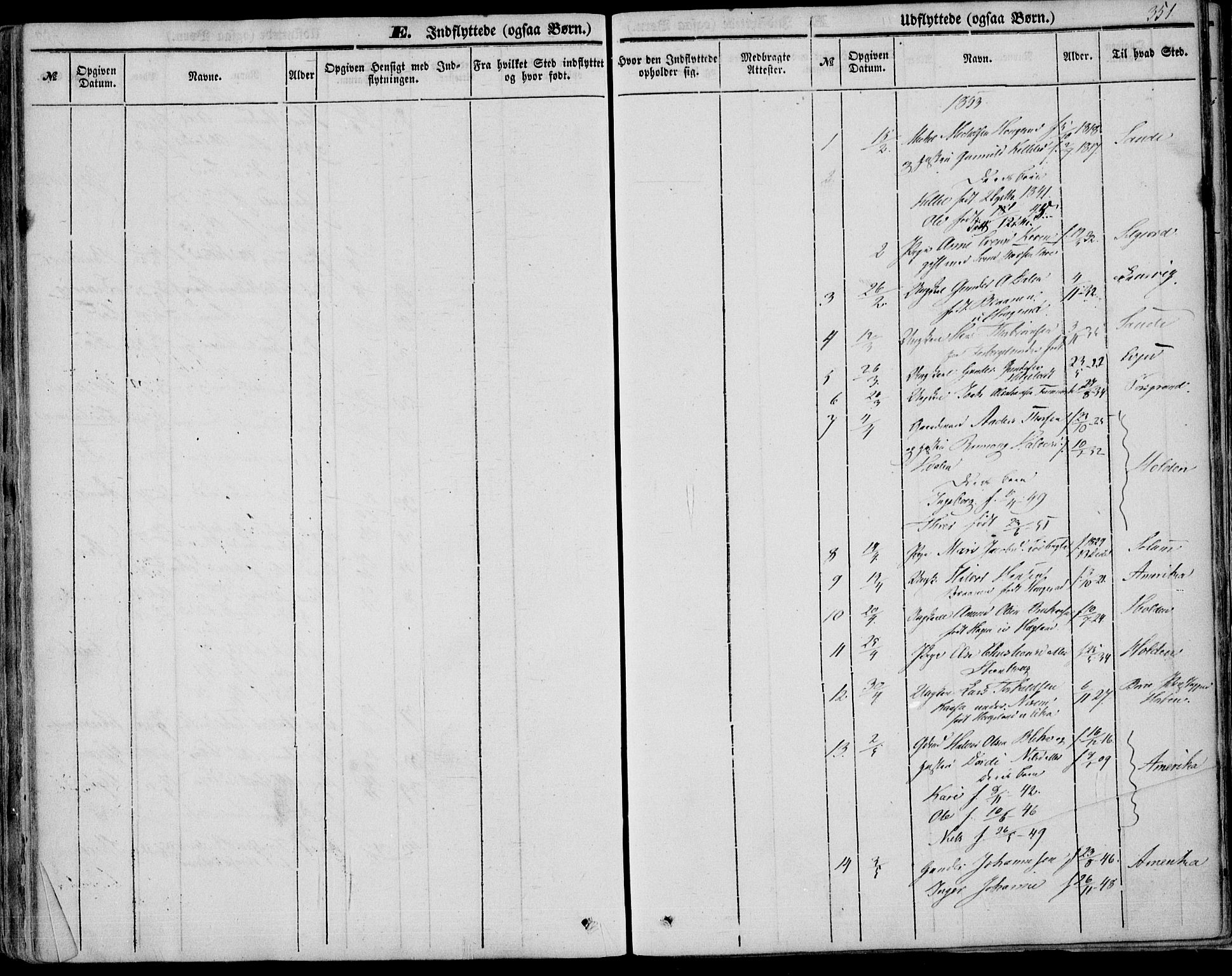 Bø kirkebøker, SAKO/A-257/F/Fa/L0008: Parish register (official) no. 8, 1849-1861, p. 351